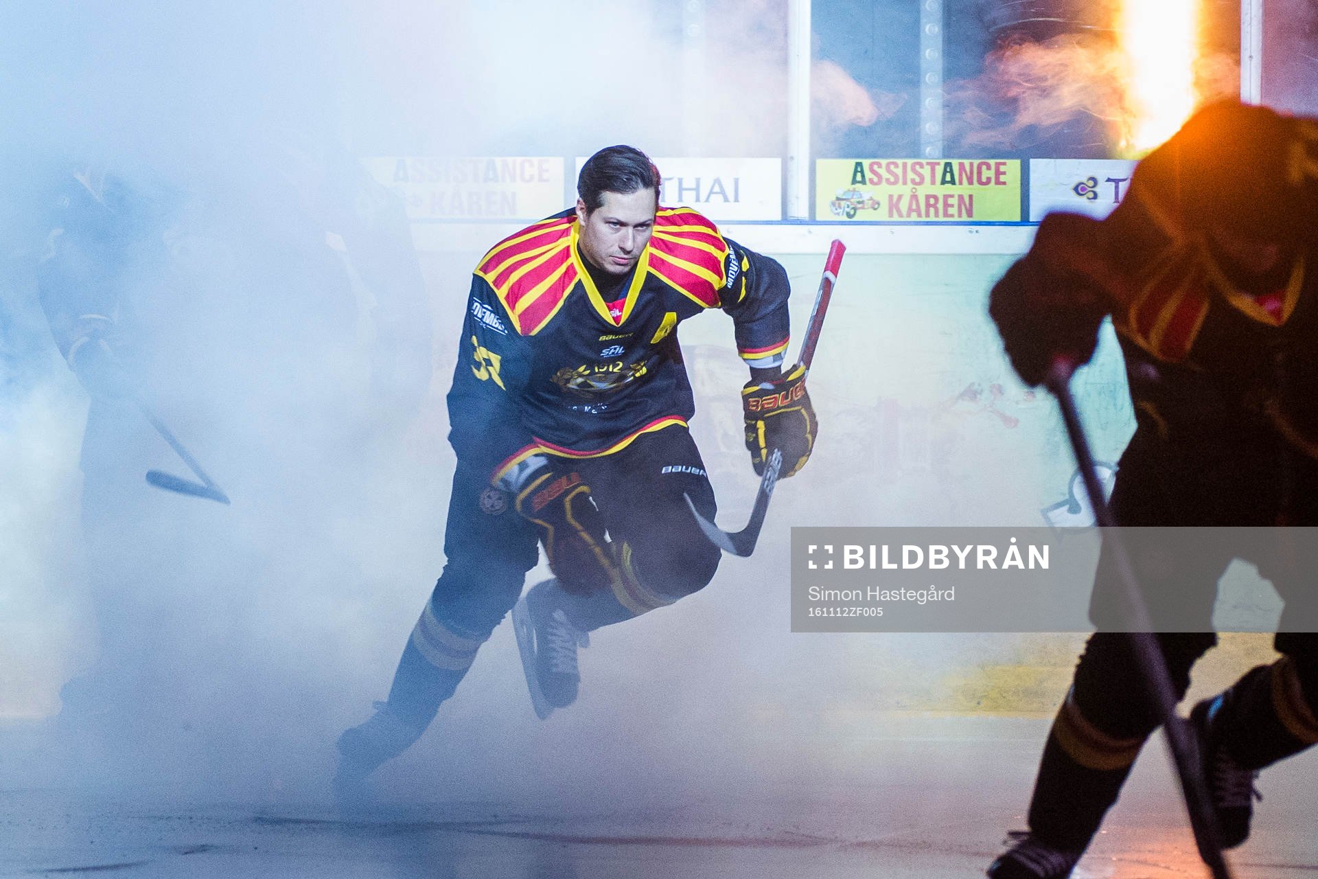 Brynäs Elias Fälth före ishockeymatchen i SHL mellan