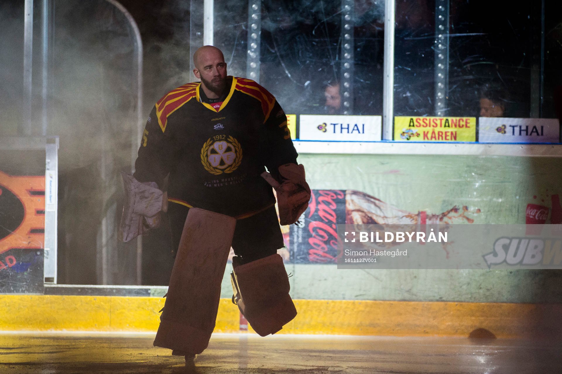 Brynäs målvakt David Rautio före ishockeymatchen i SHL