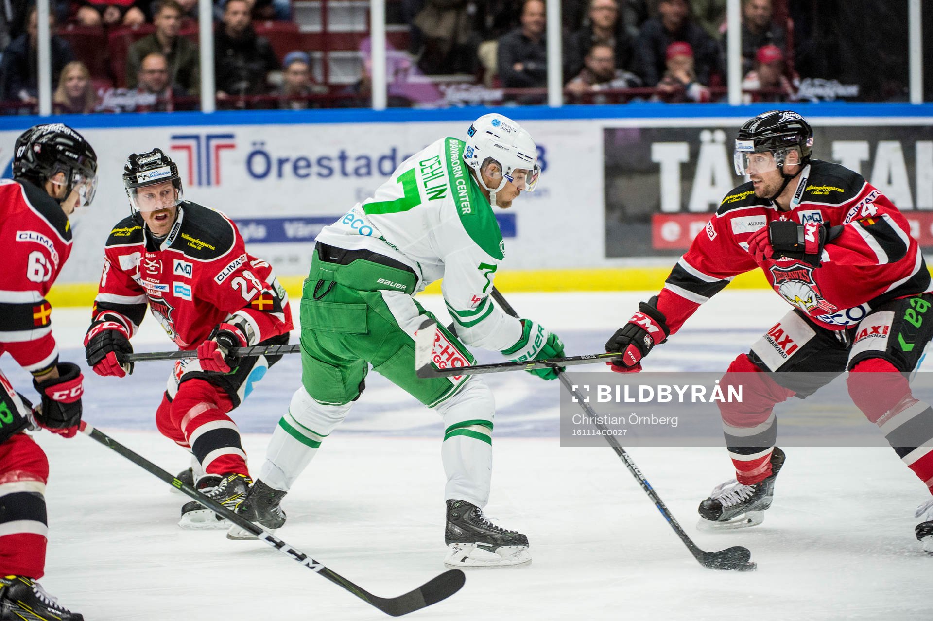 Rögles Patrik Cehlin mot Malmö Redhawks Konstantin