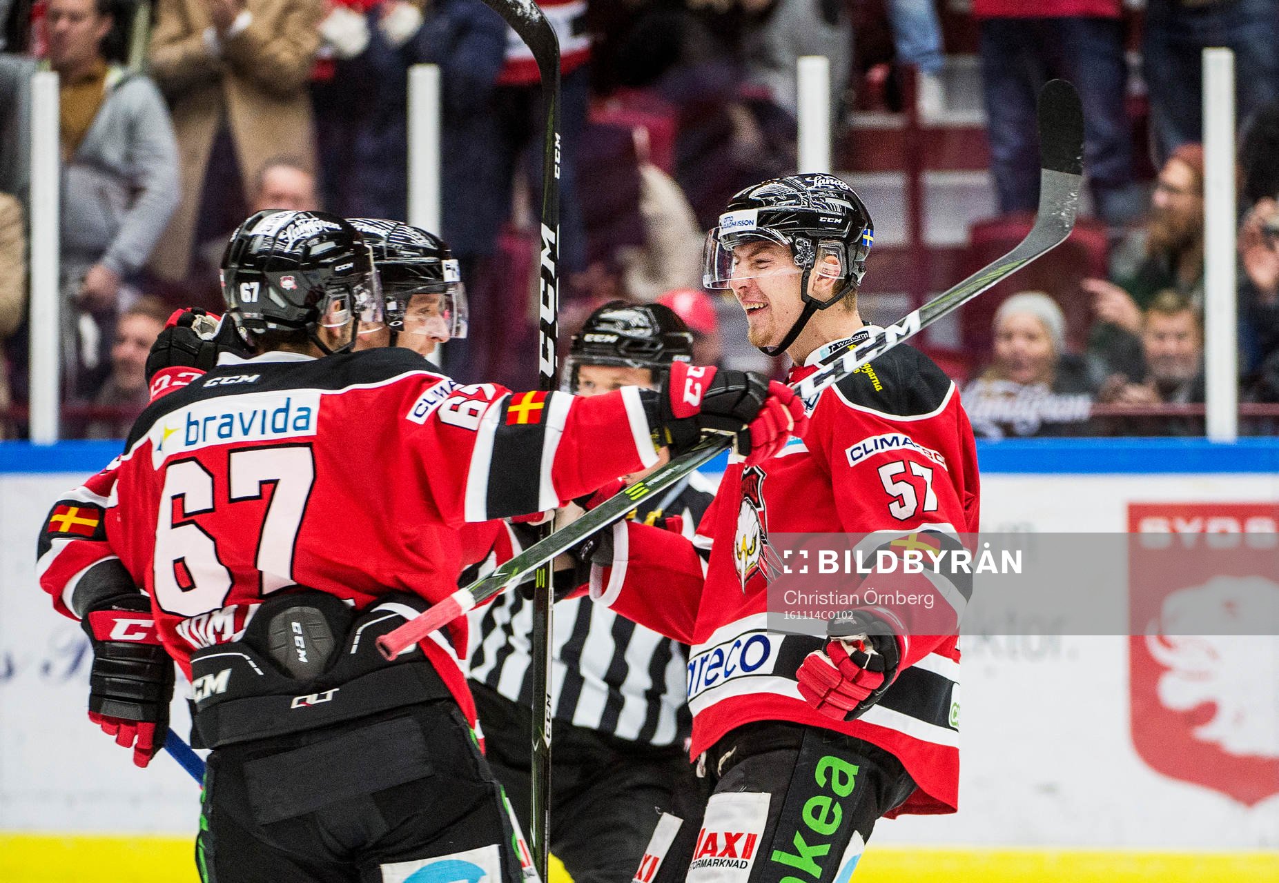 Malmö Redhawks Noah Welch, Konstantin Komarek och Johan