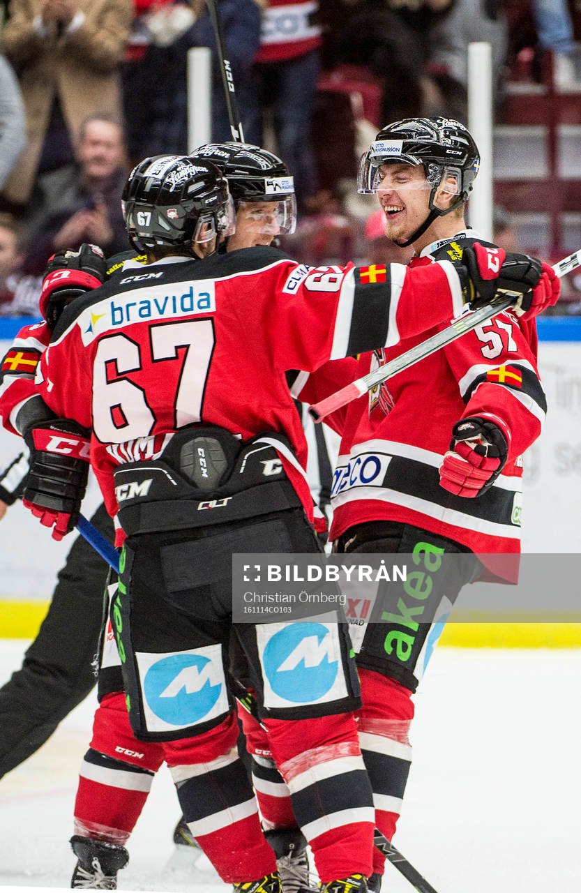 Malmö Redhawks Noah Welch, Konstantin Komarek och Johan