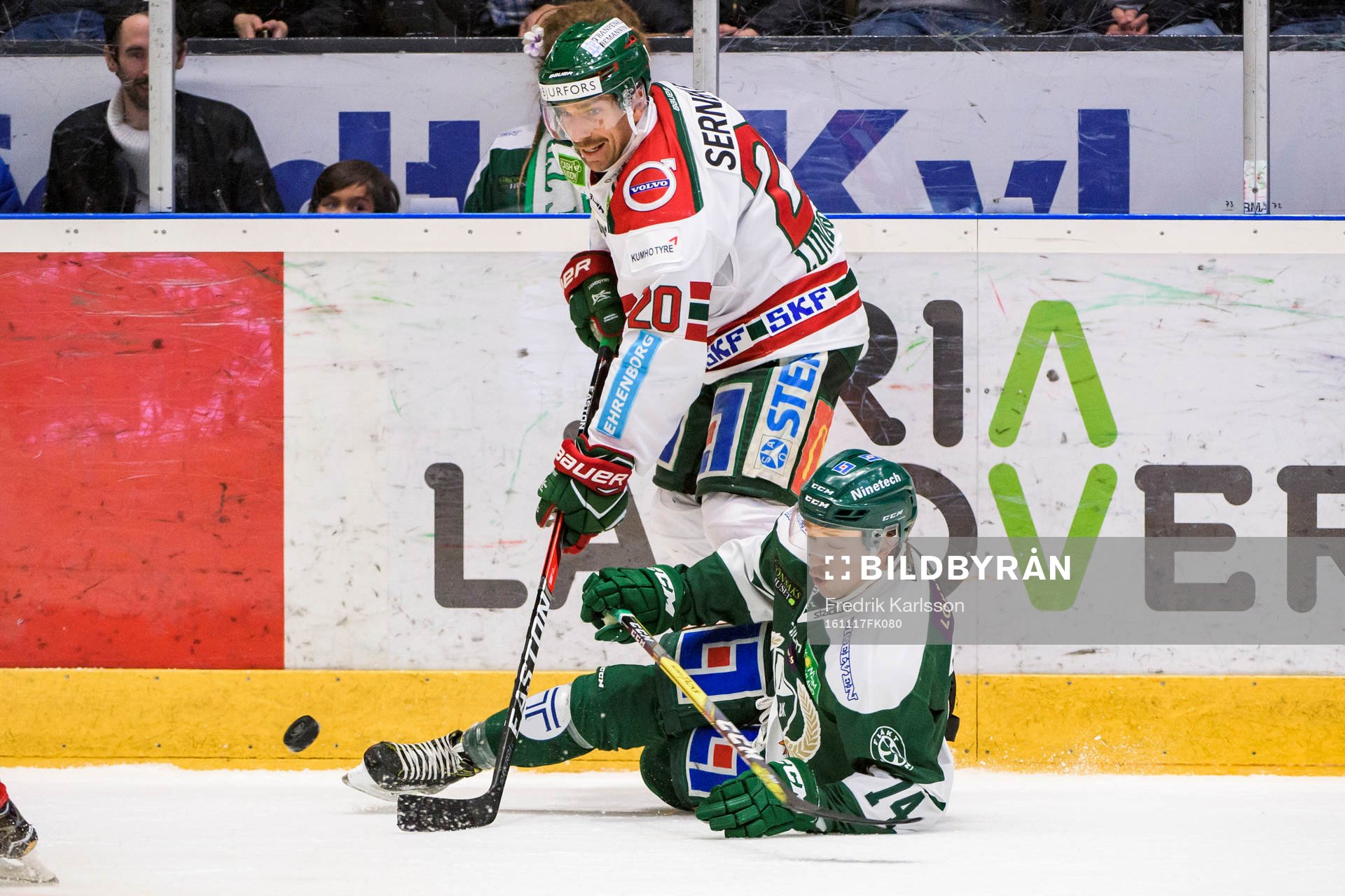 Frölundas Joel Lundqvist och Färjestads Rasmus Asplund