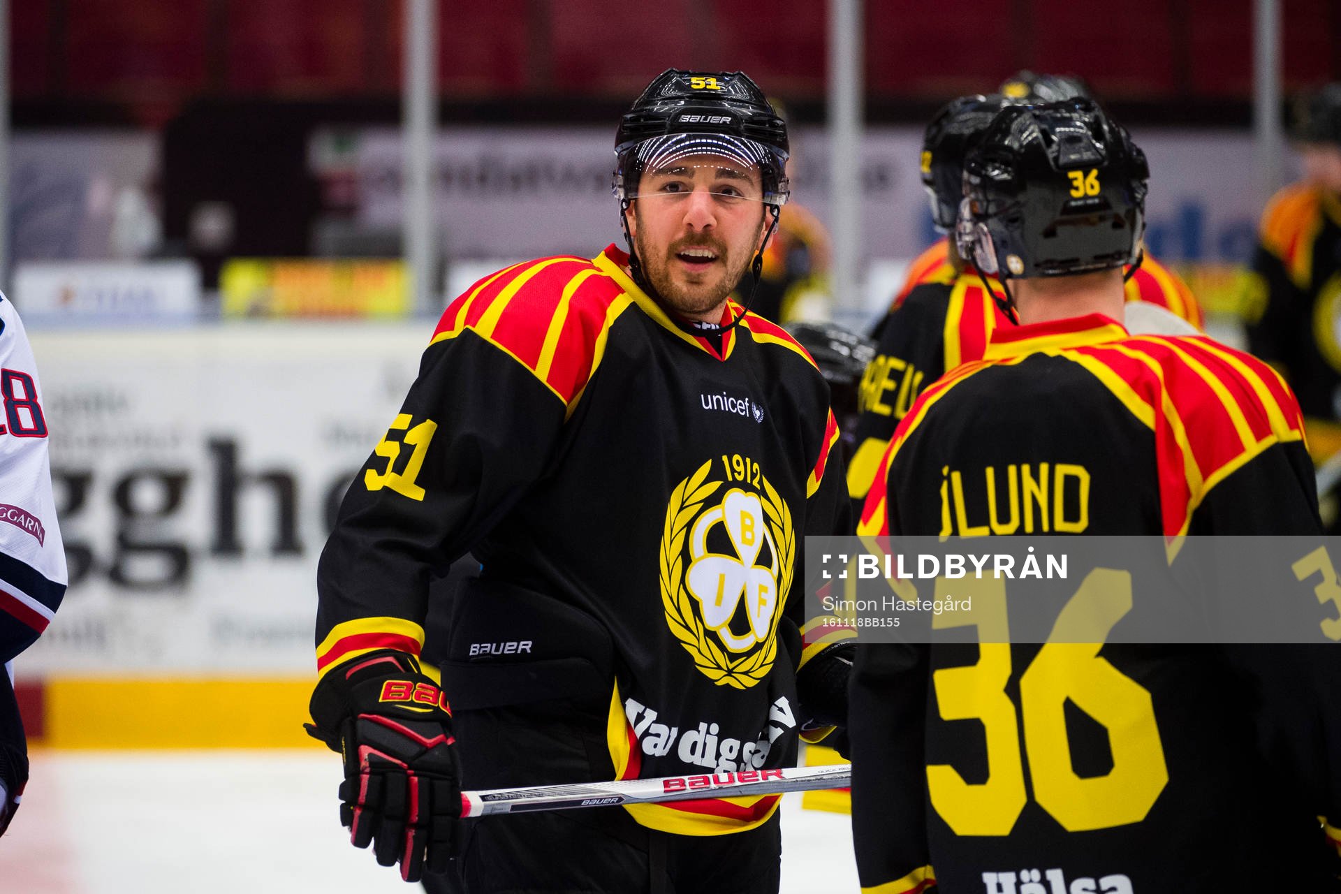 Brynäs Marc Zanetti före ishockeymatchen i SHL mellan