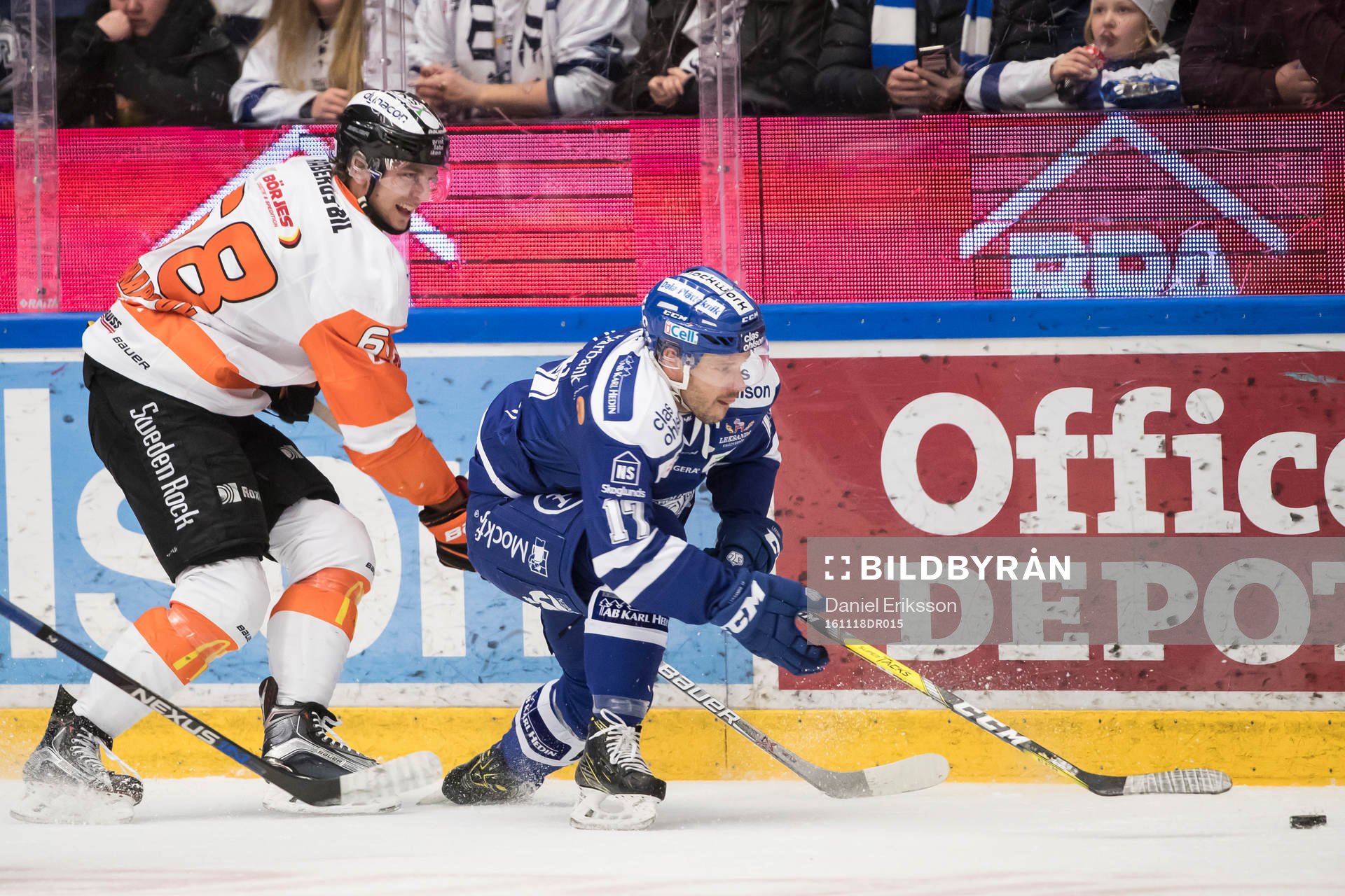 Karlskronas Daniel Gunnarsson och Leksands Jesper Ollas i