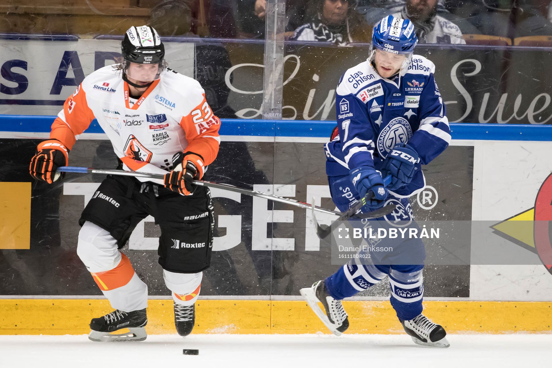 Karlskronas Viktor Amnér och Leksands Johan Olofsson i
