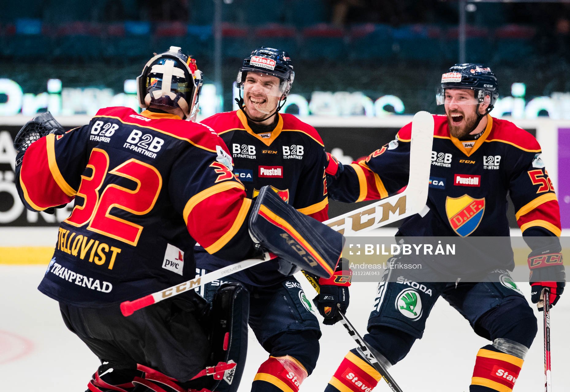 Djurgårdens målvakt Mikael Tellqvist, Matt Anderson och