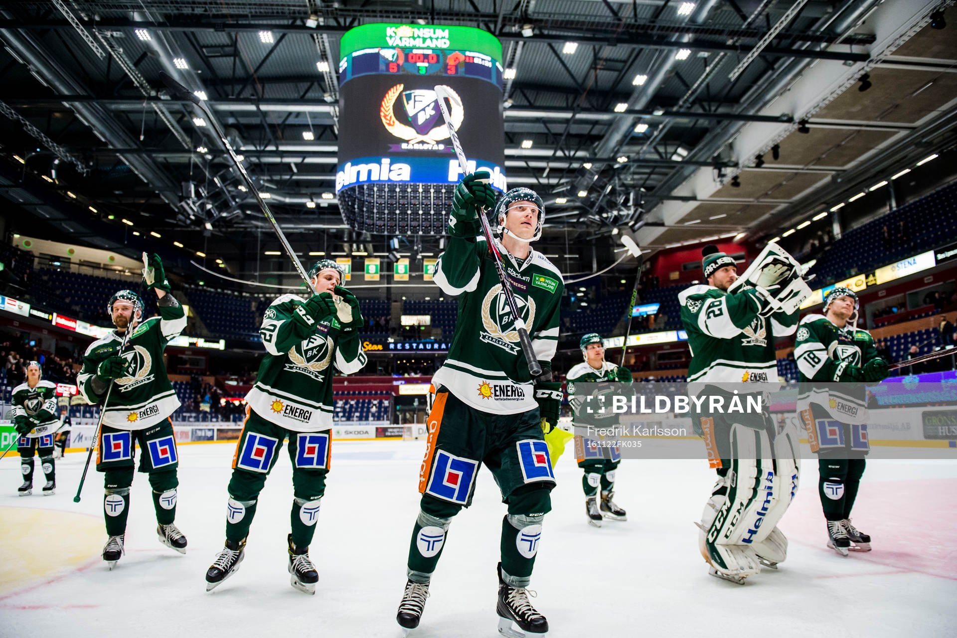 Färjestads Tomas Skogs, Joel Eriksson Ek, Johan Ryno