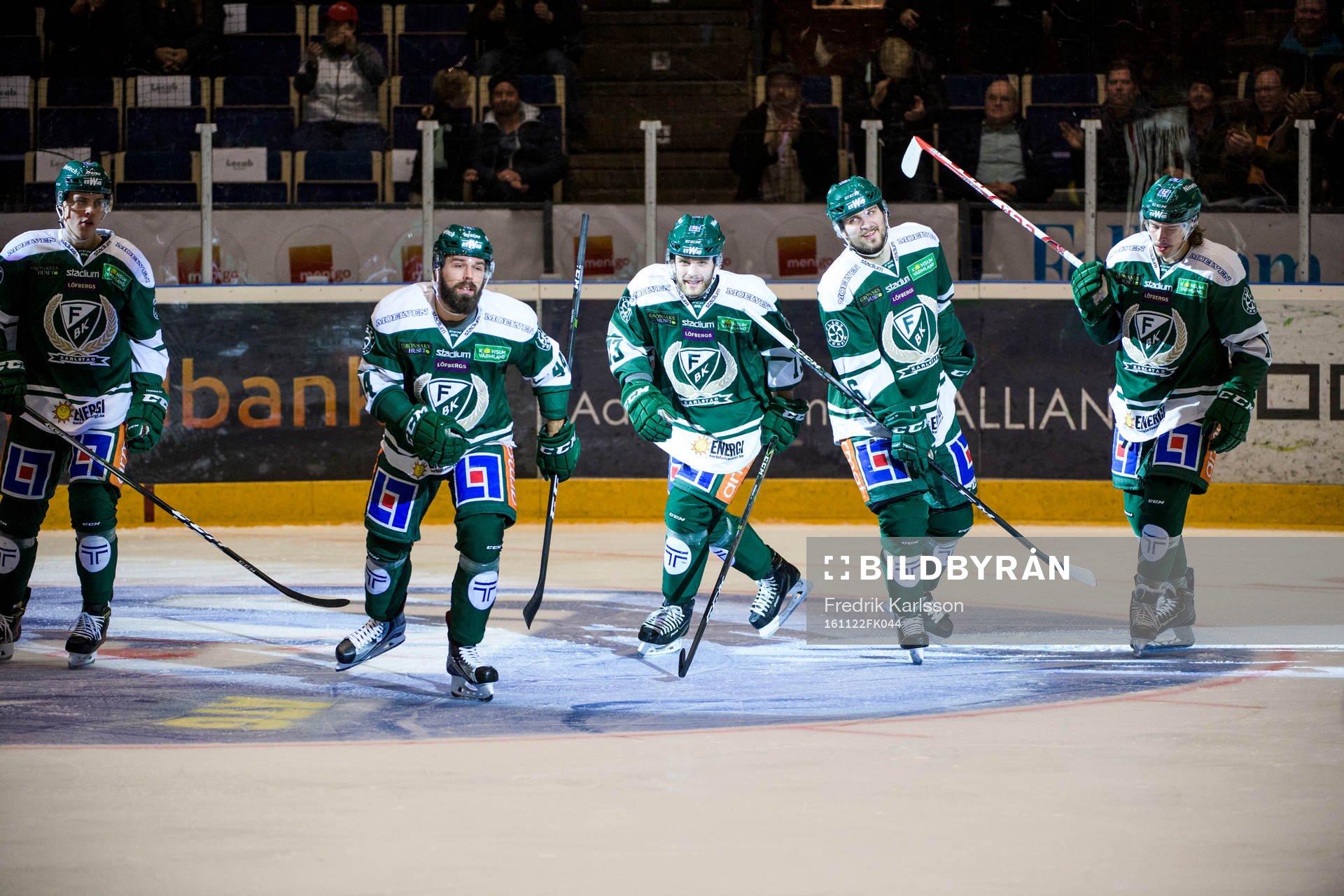 Färjestads Joel Eriksson Ek, Milan Gulas, Anton Grundel,