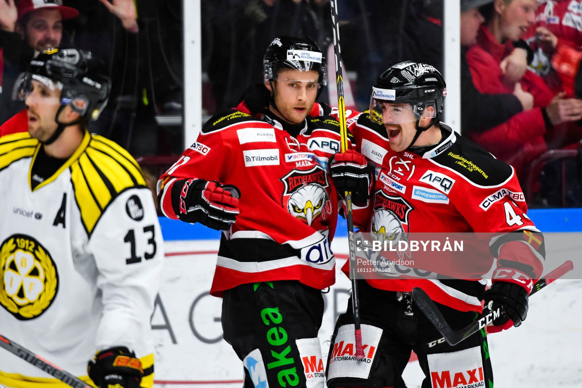 Malmö Redhawks Ilari Filppula och Nichlas Hardt jublar