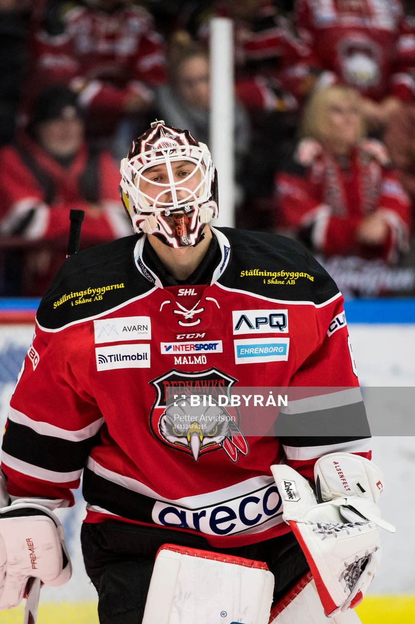 Malmö Redhawks målvakt Oscar Alsenfelt
