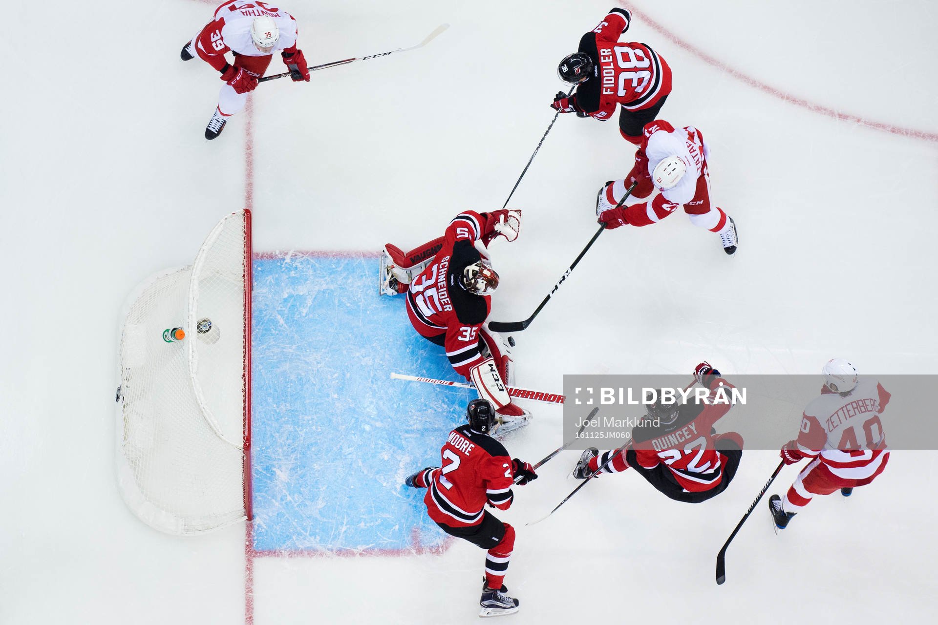 Detroits Anthony Mantha, Tomas Tatar och Henrik Zetterberg