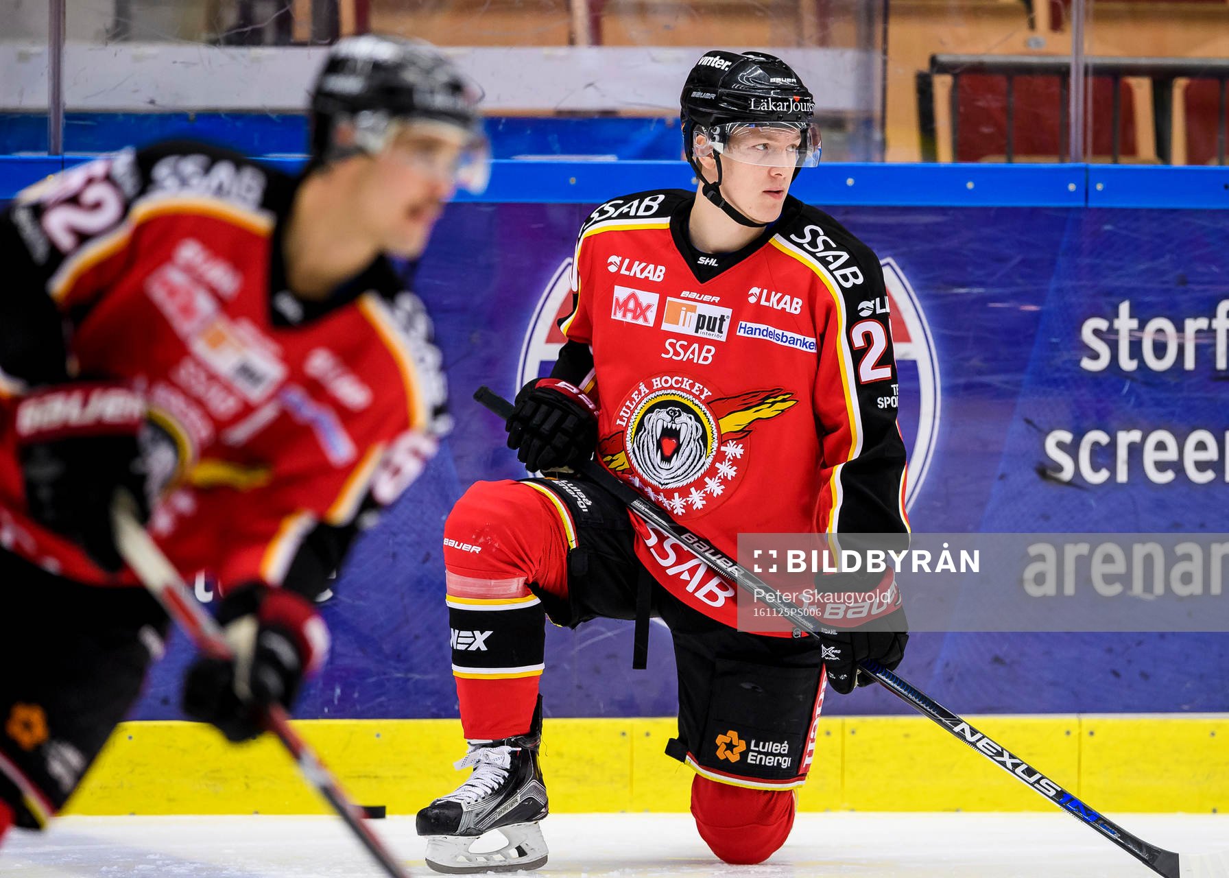 Luleås Gustav Rydahl på uppvärmningen