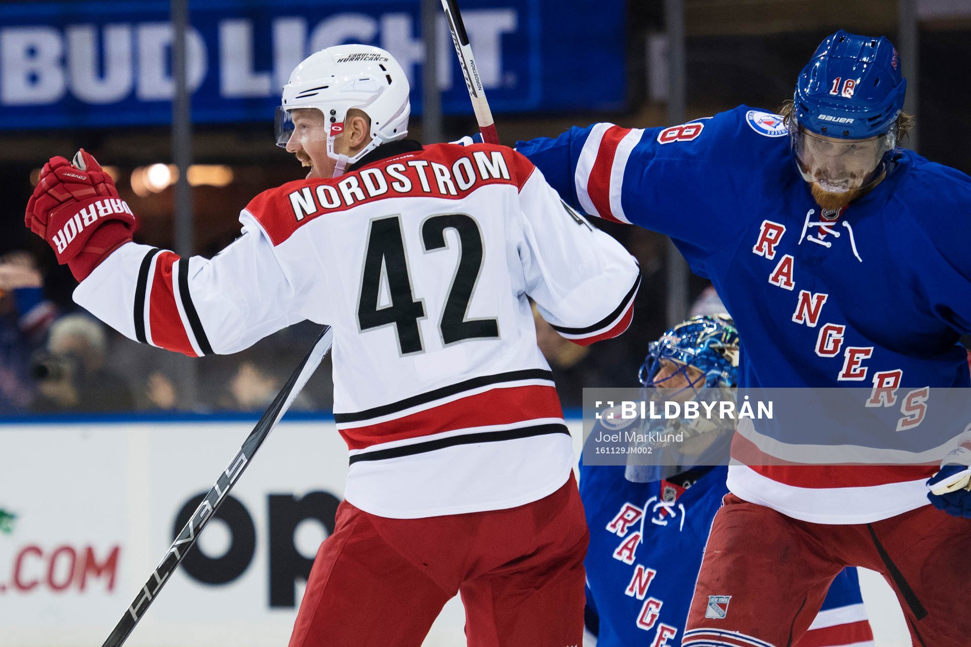 Carolinas Joakim Nordström jublar framför New Yorks