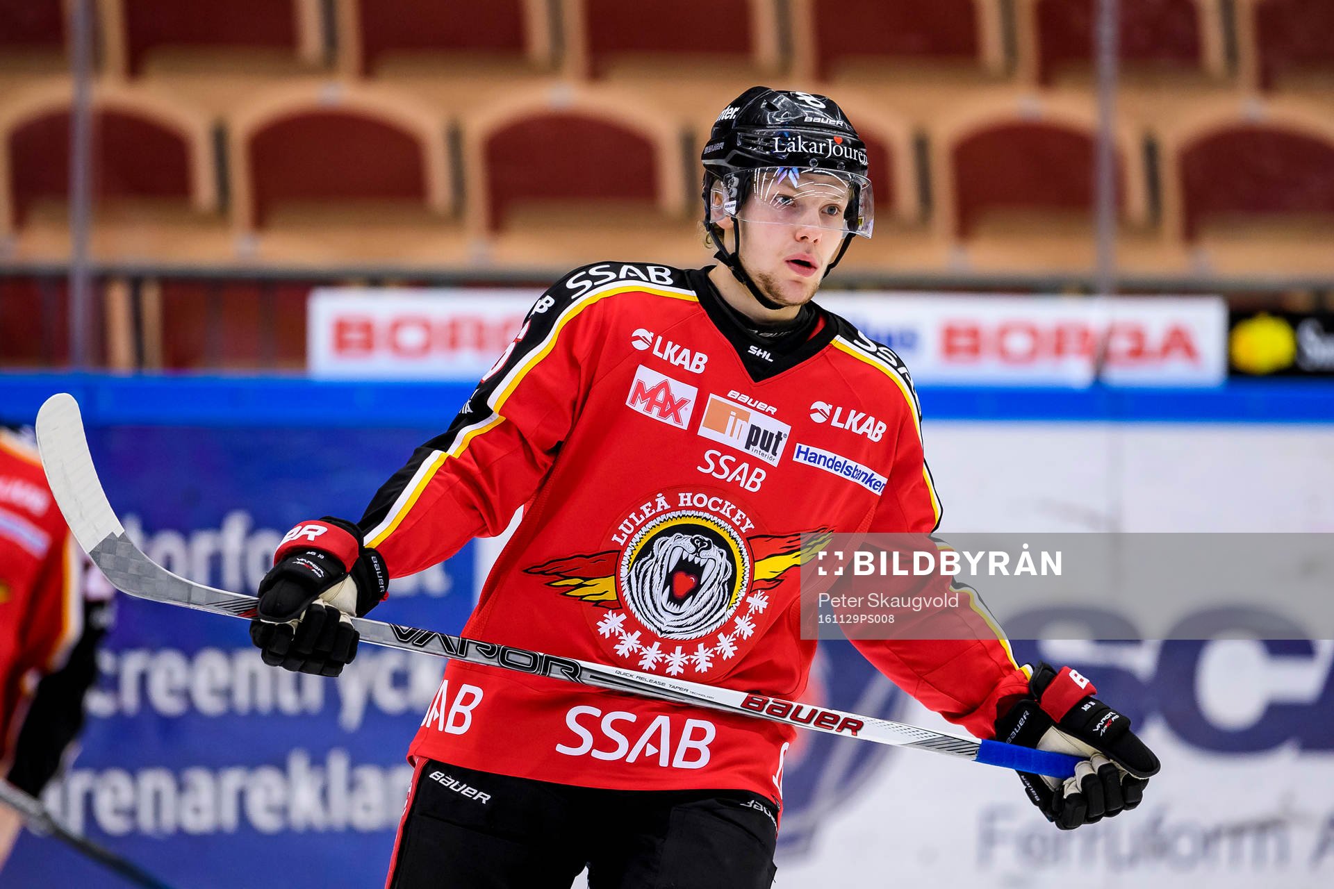 Luleås Einar Emanuelsson på uppvärmningen