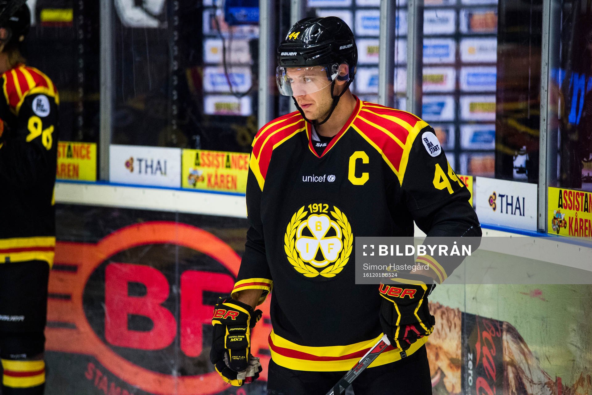 Brynäs Jacob Blomqvist före ishockeymatchen i SHL mellan