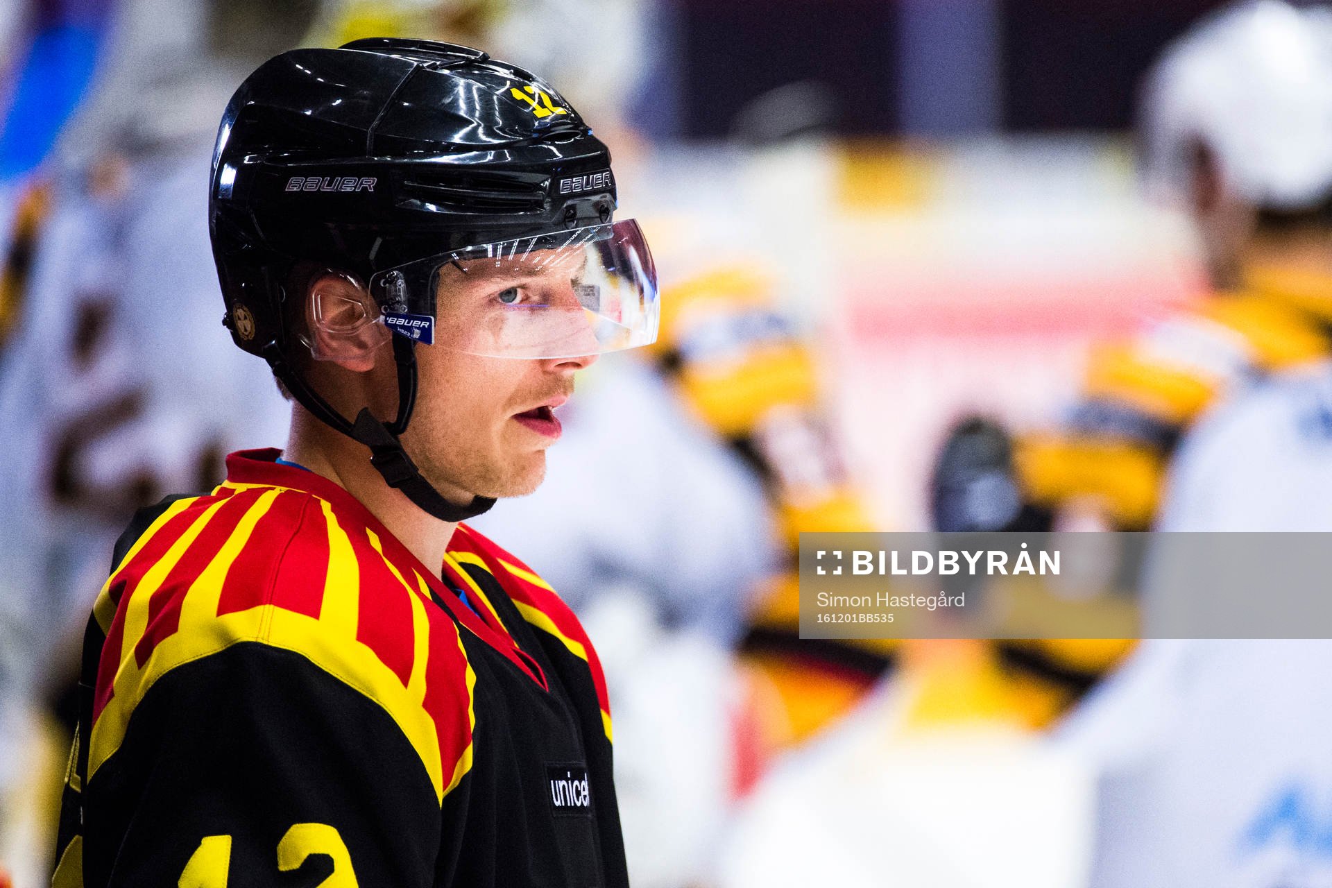 Brynäs Gustaf Thorell före ishockeymatchen i SHL mellan