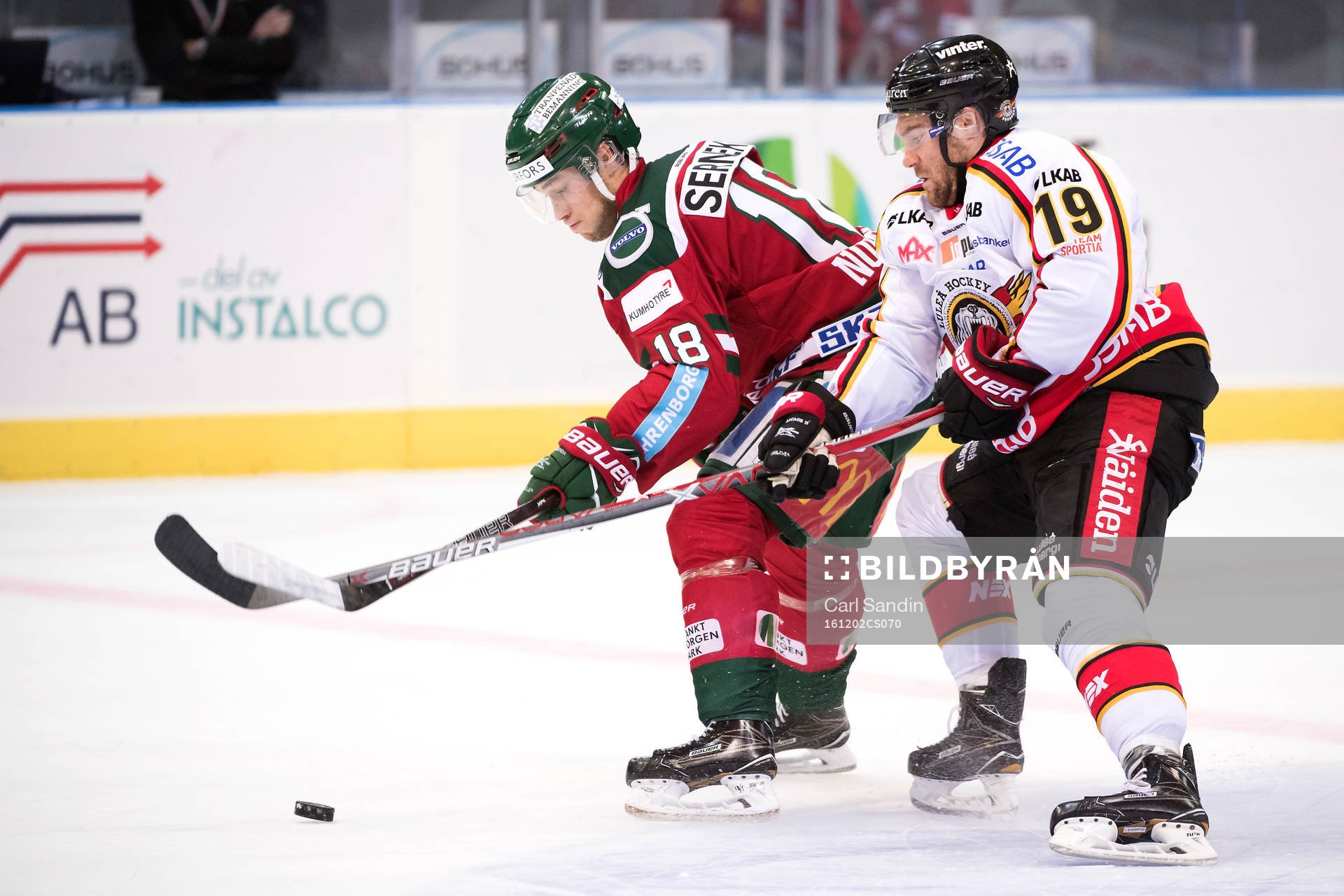 Frölundas Mattias Nörstebö och Luleås Jacob Lagacé