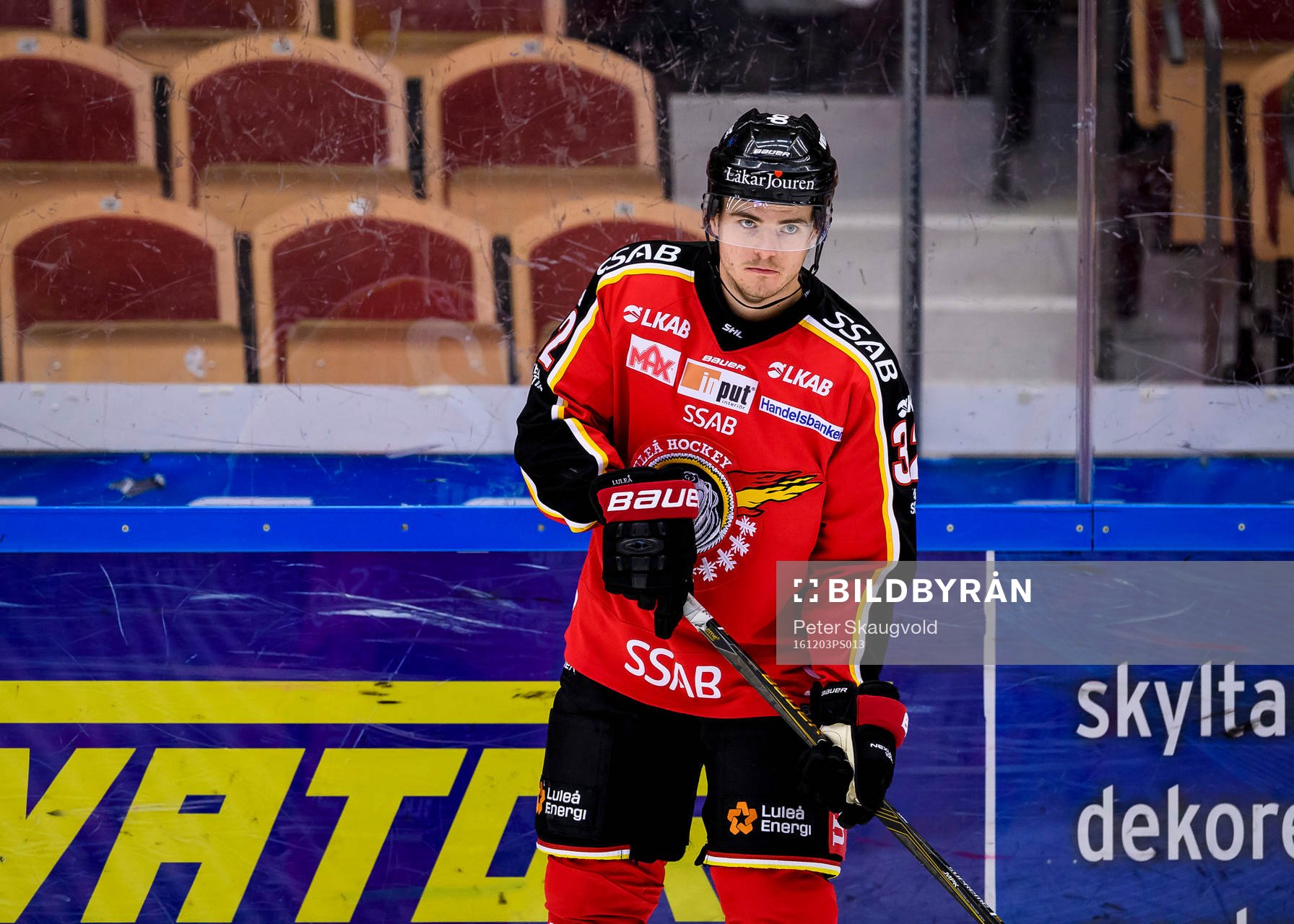 Luleås Oscar Engsund på uppvärmningen