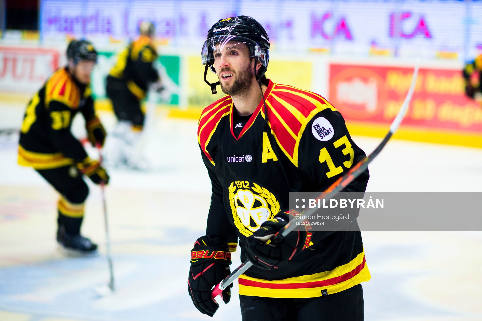 Brynäs Ryan Gunderson före ishockeymatchen i SHL mellan