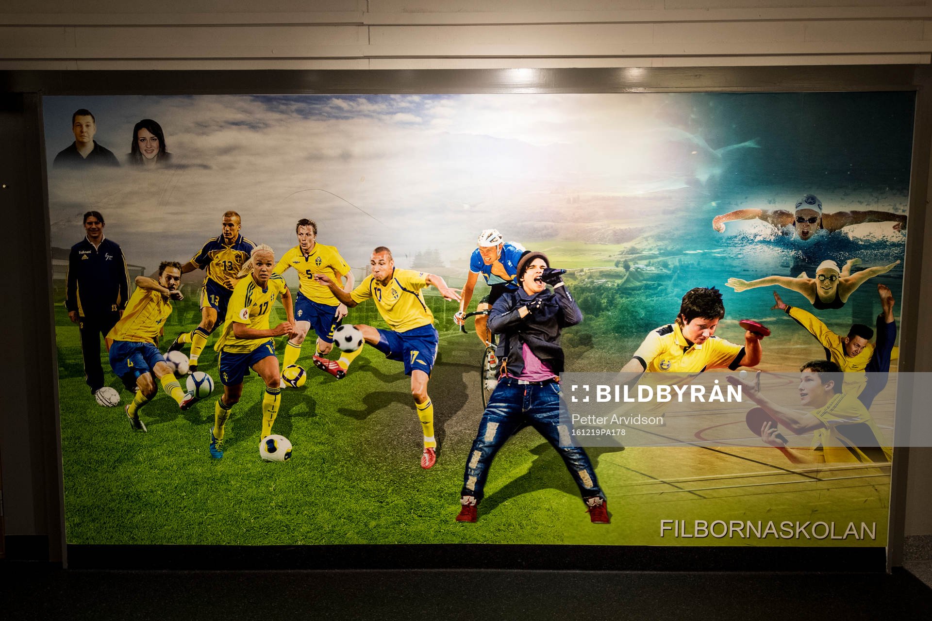 Filbornaskolans wall of fame med tidigare elever som gjort