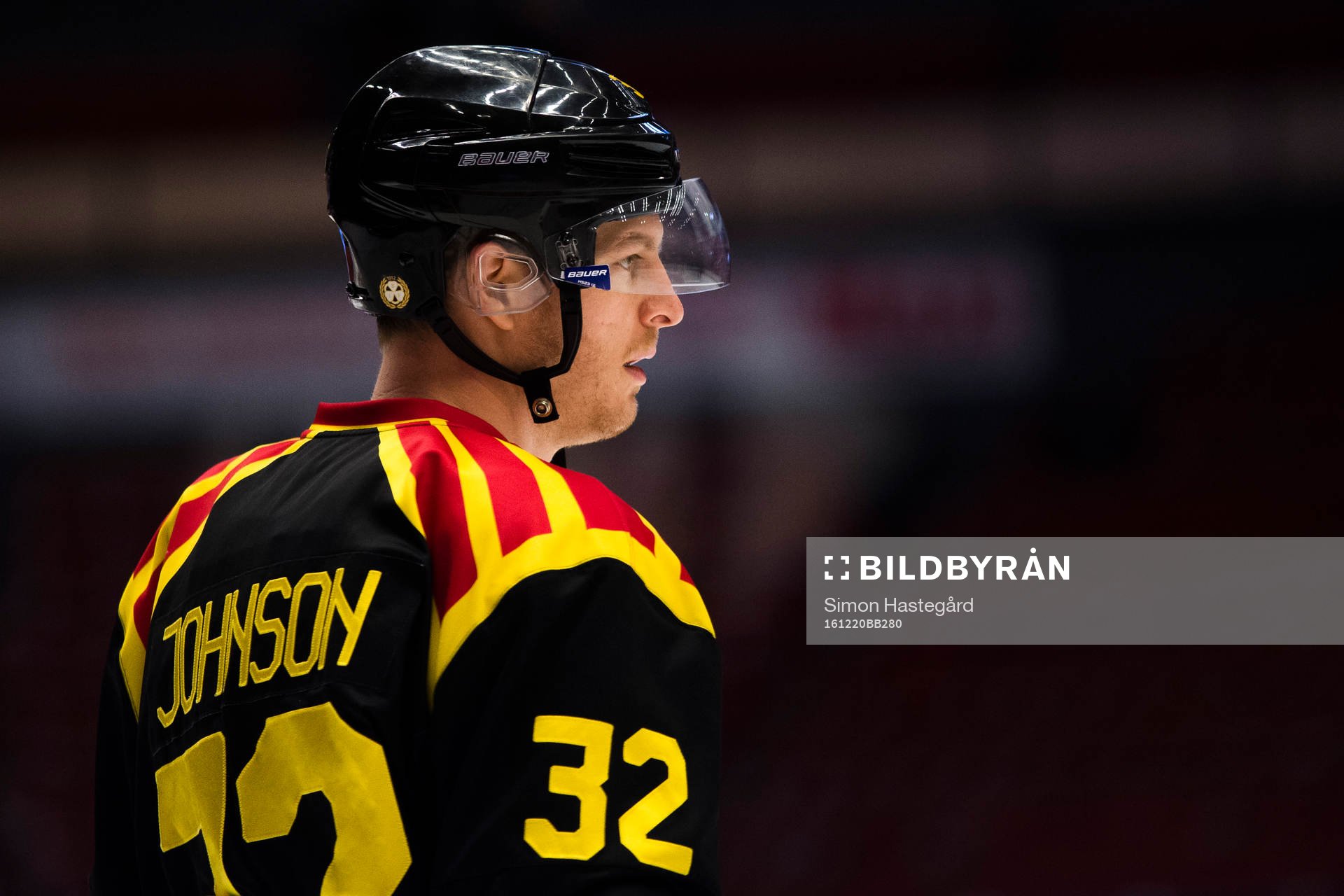 Brynäs Nick Johnson före ishockeymatchen i SHL mellan