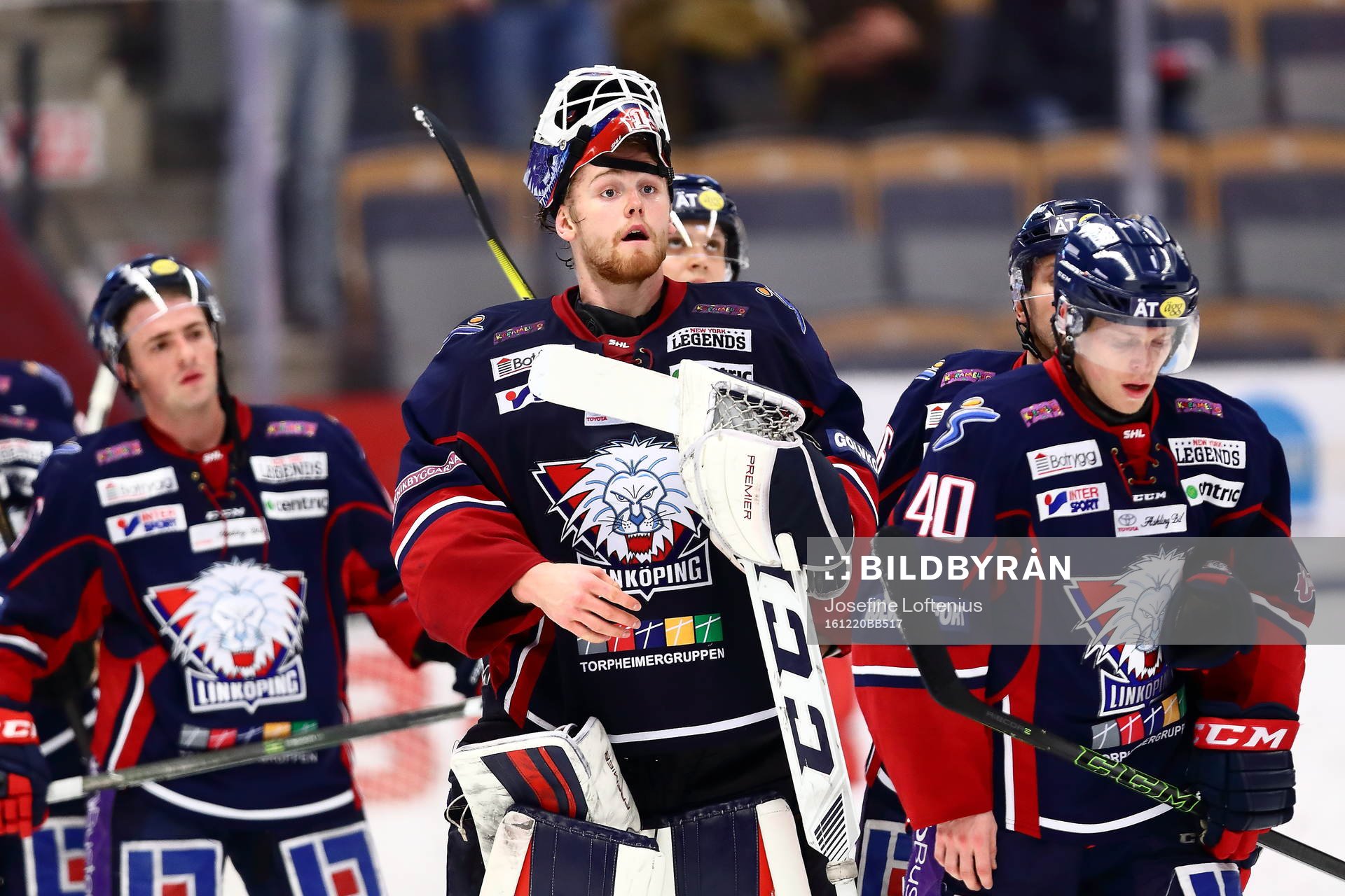 Linköpings målvakt Marcus Högberg, Broc Little och Ken