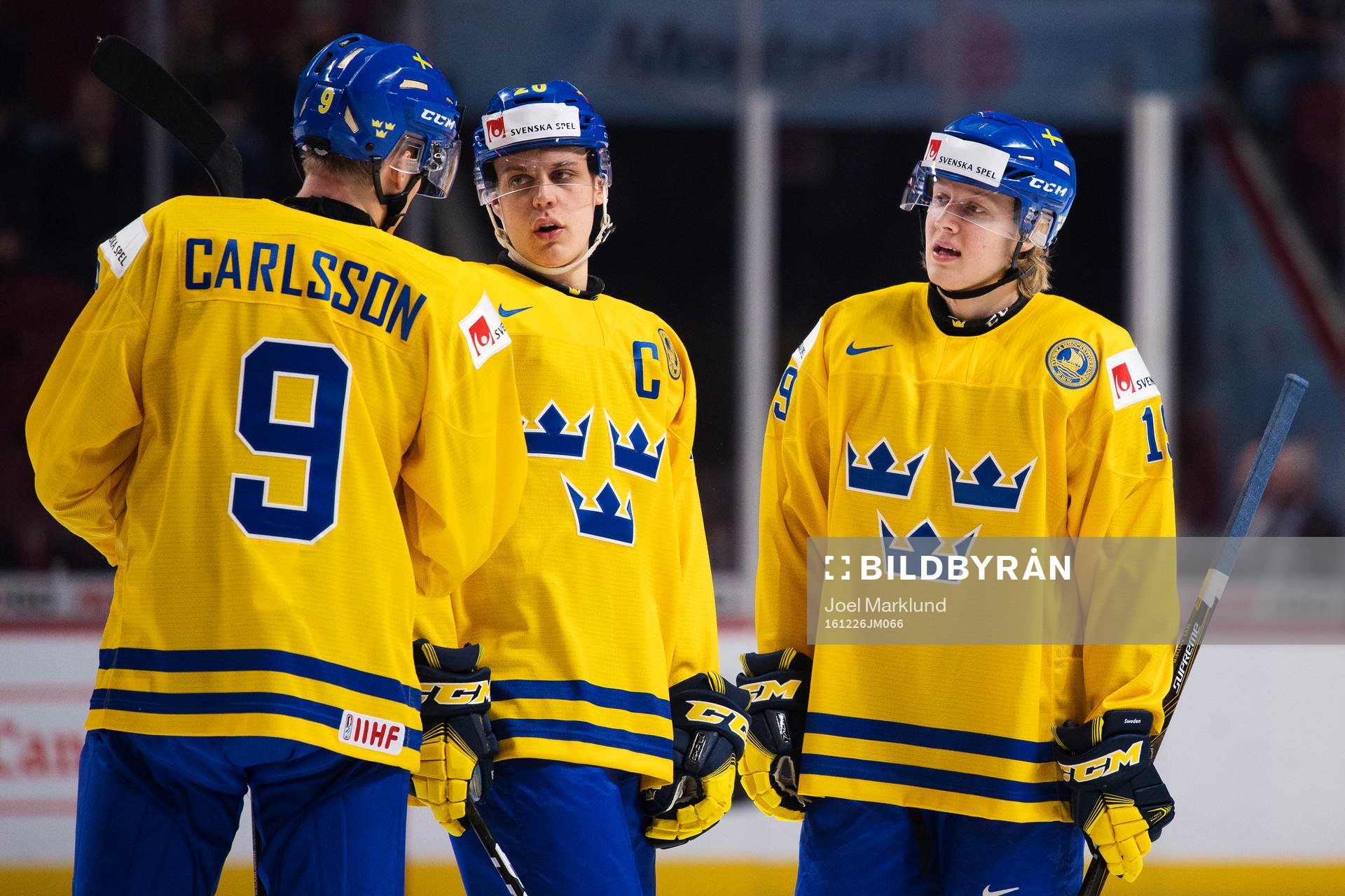 Sveriges Gabriel Carlsson, Joel Eriksson Ek och Alexander