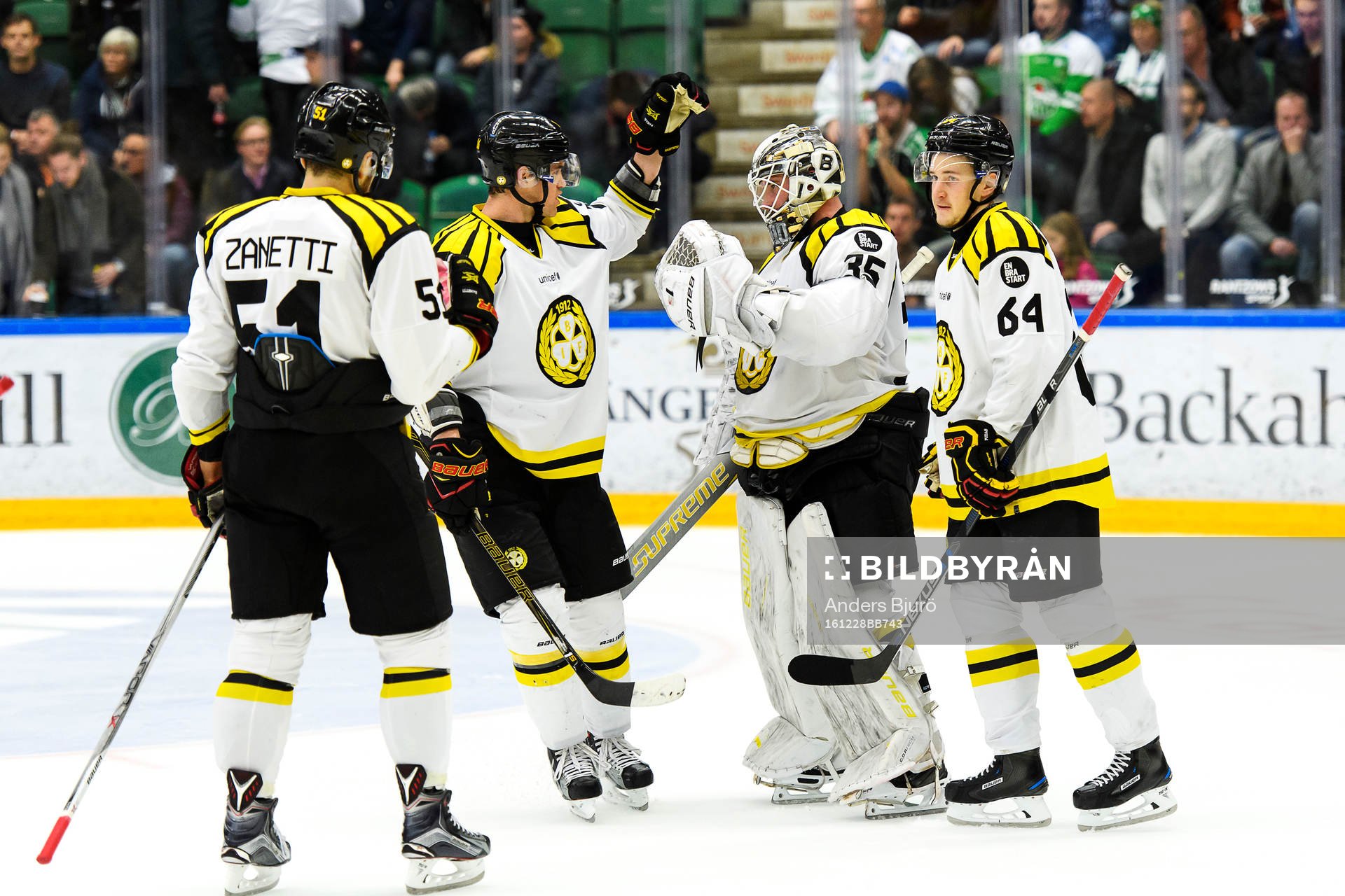 Brynäs Marc Zanetti, Daniel Paille, och Jonathan Pudas