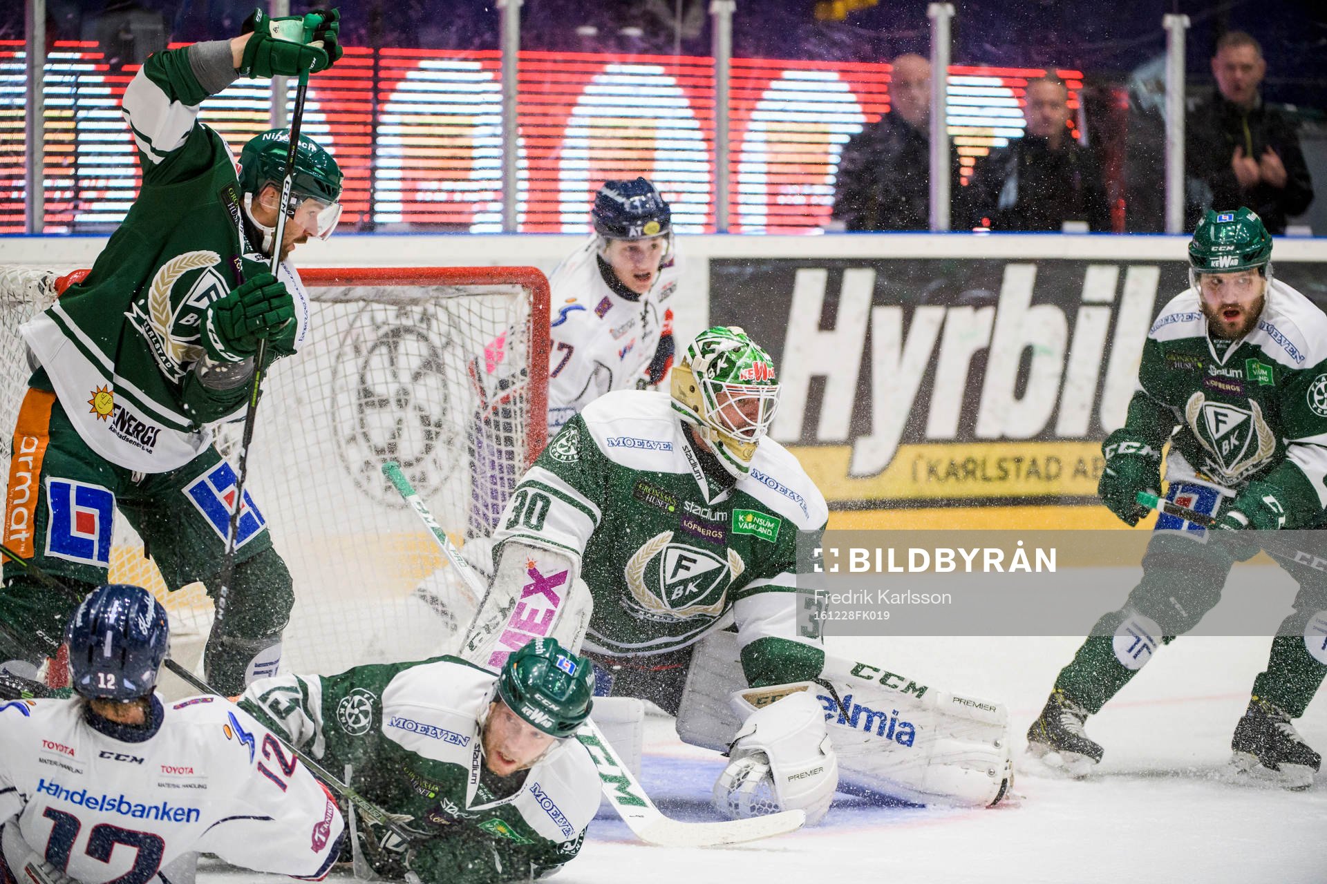 Färjestads Tomas Skogs, Linus Persson, målvakt Lars