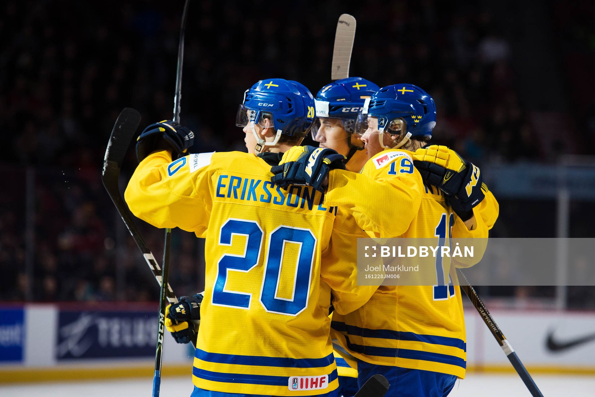 Sveriges Joel Eriksson Ek, David Bernhardt och Alexander