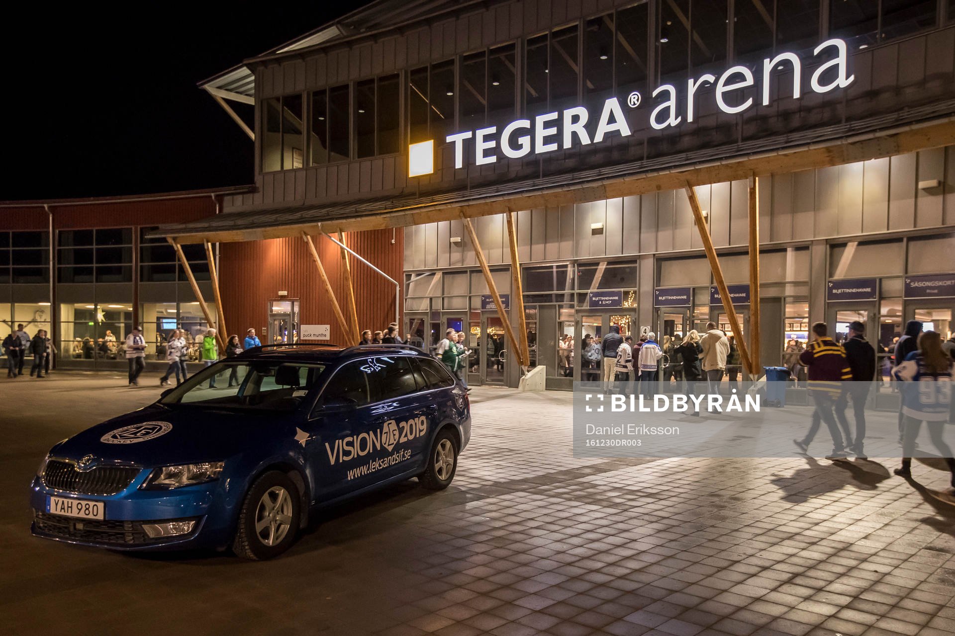 Tegera Arena exteriör innan ishockeymatchen i SHL mellan
