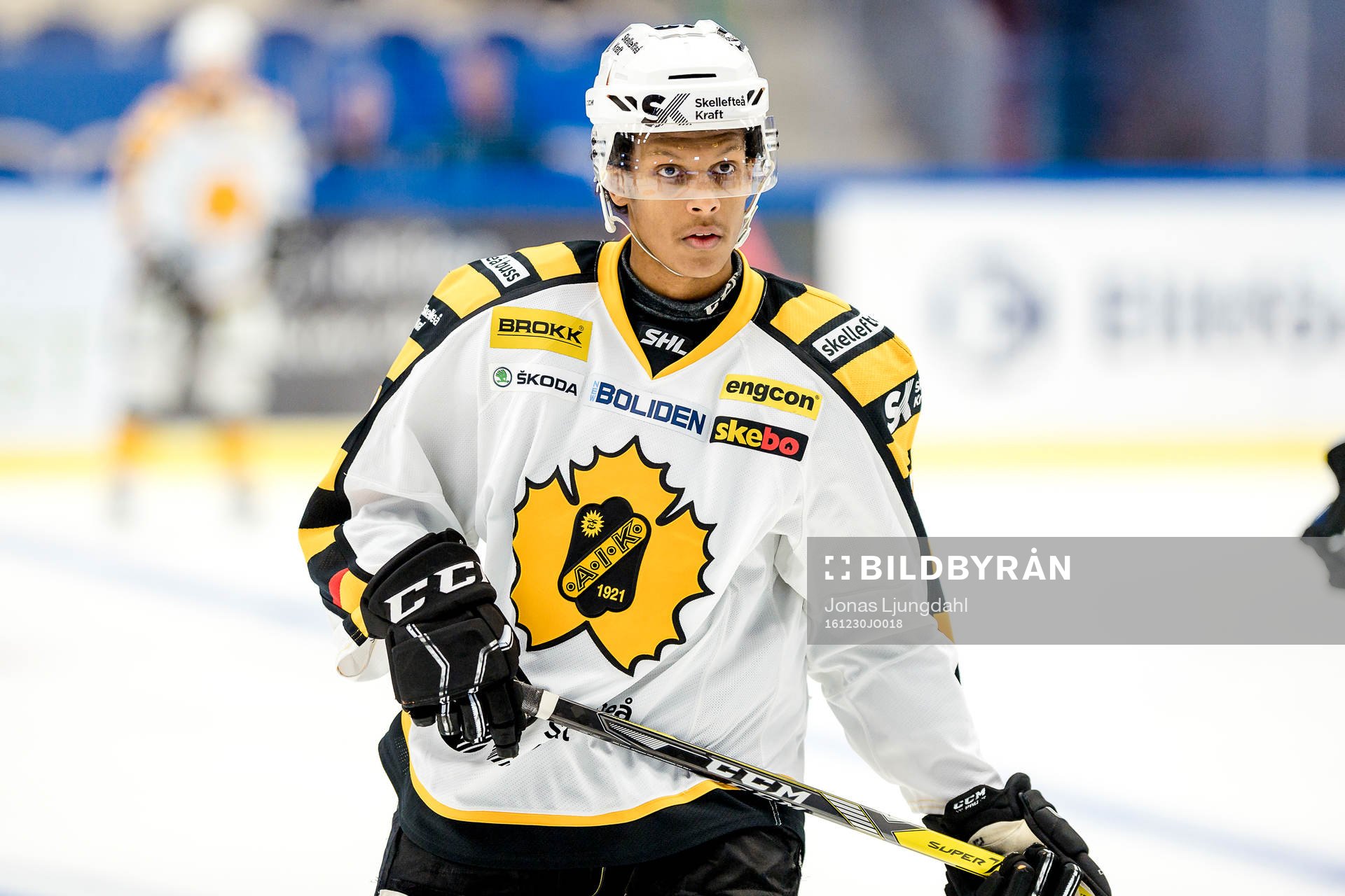 Skellefteås Khalid Ibrahim före ishockeymatchen i SHL