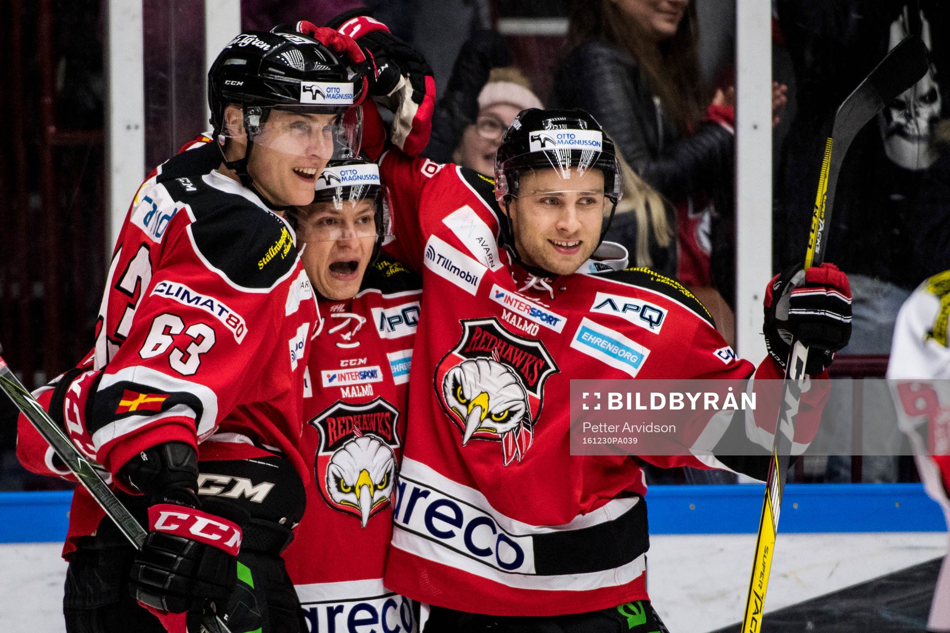 Malmö Redhawks Fredrik Händemark, Rhett Rakhshani och