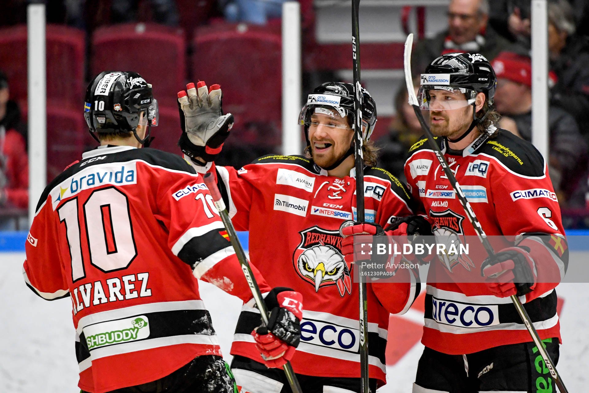 Malmö Redhawks Andreas Thuresson, Stefan Warg och Robin
