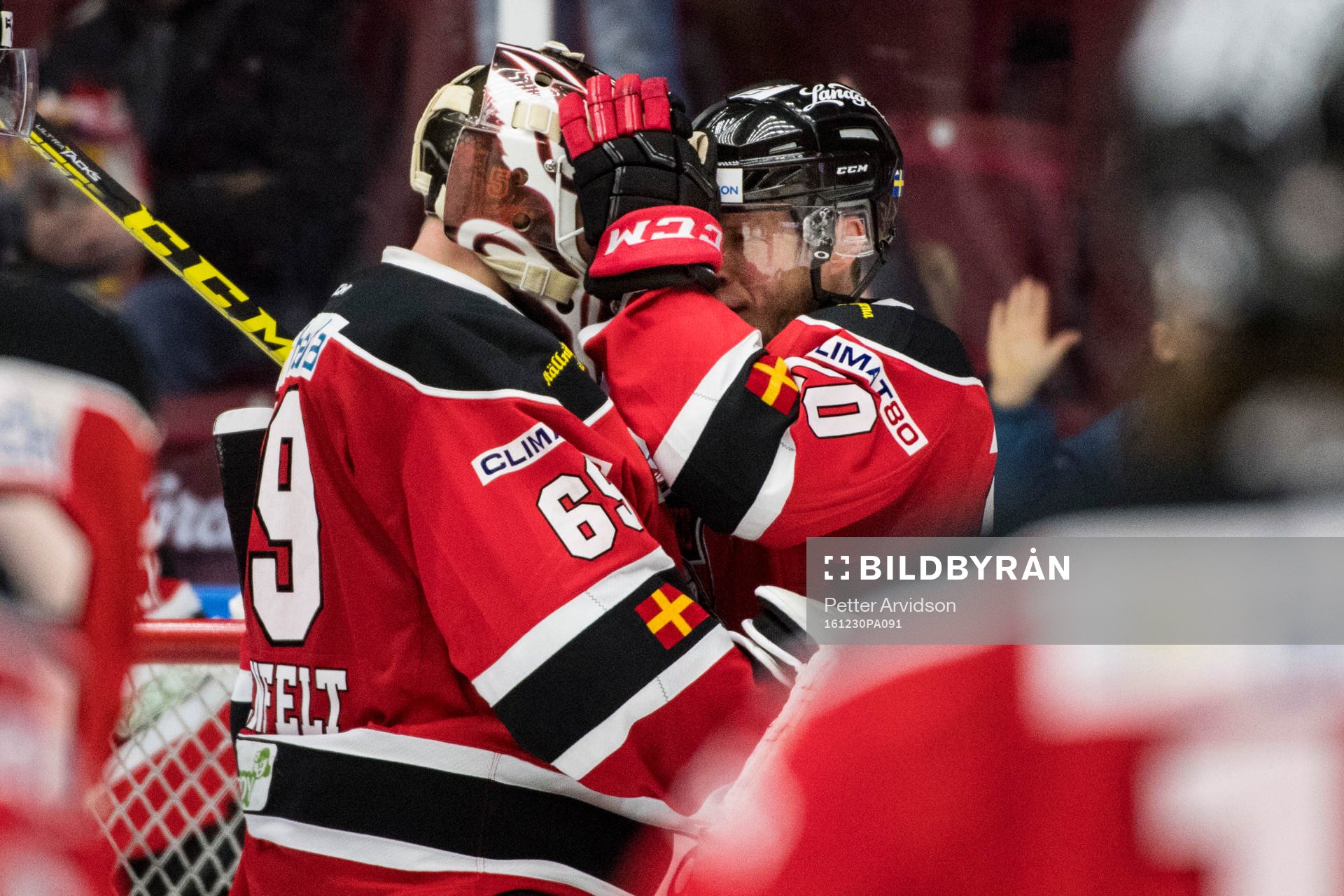 Malmö Redhawks målvakt Oscar Alsenfelt och Erik Forssell