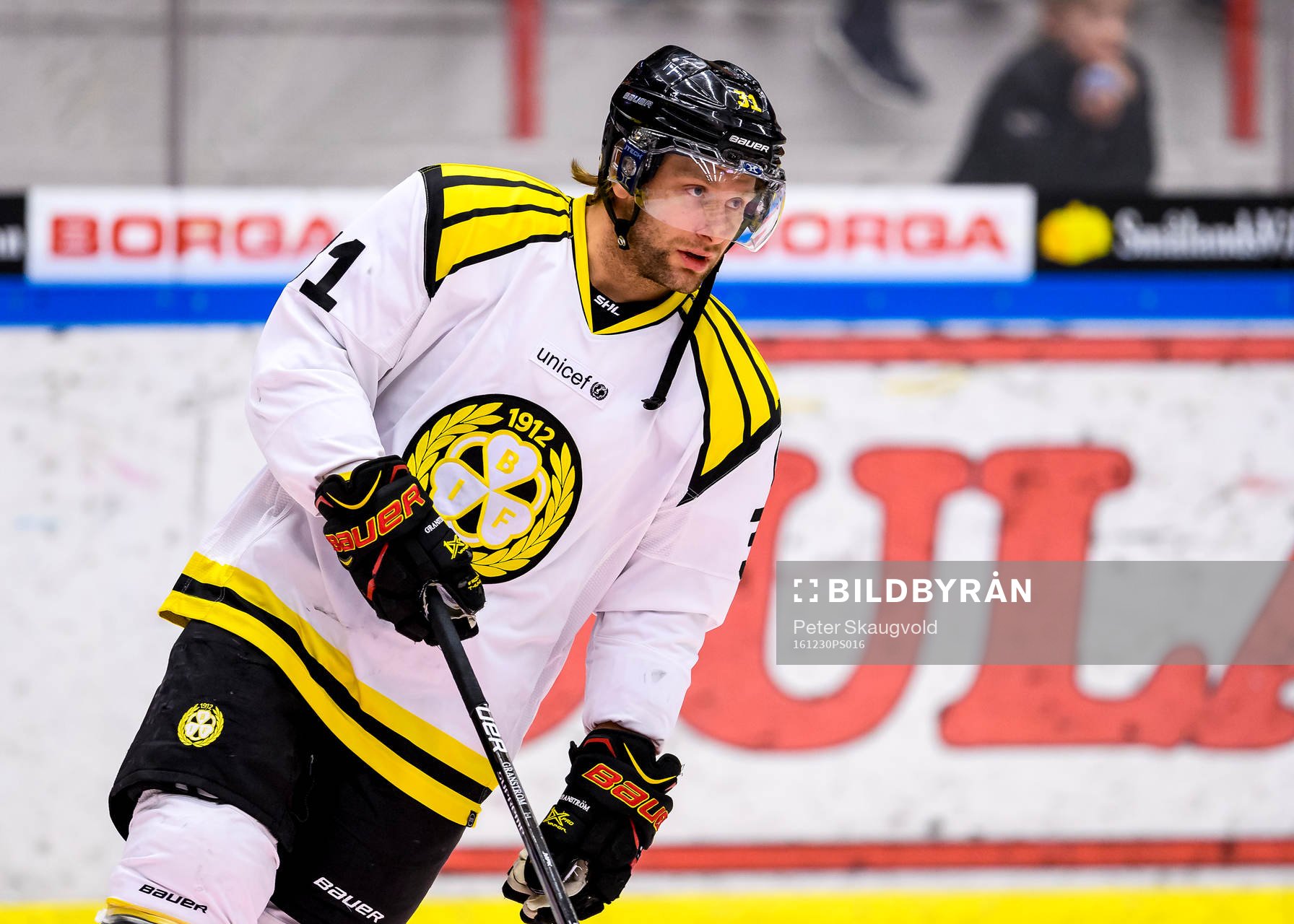 Brynäs Jonathan Granström på uppvärmningen