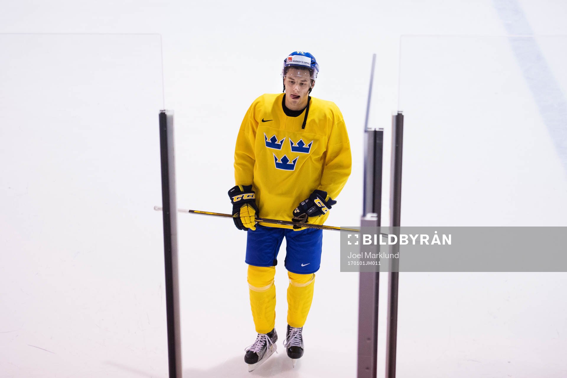Filip Ahl på Sveriges ishockeylandslags träning