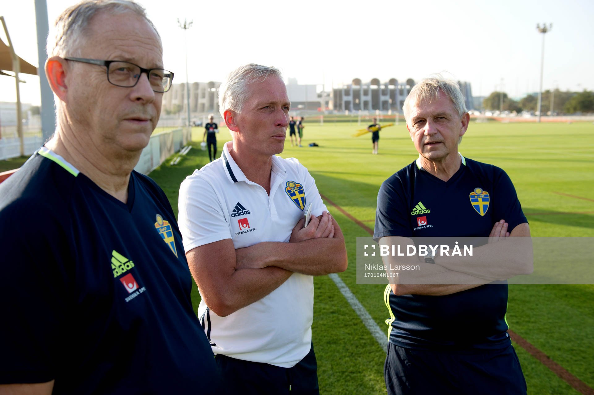 Sveriges Lars Lagerbäck, Håkan Sjöstrand och Lars Richt