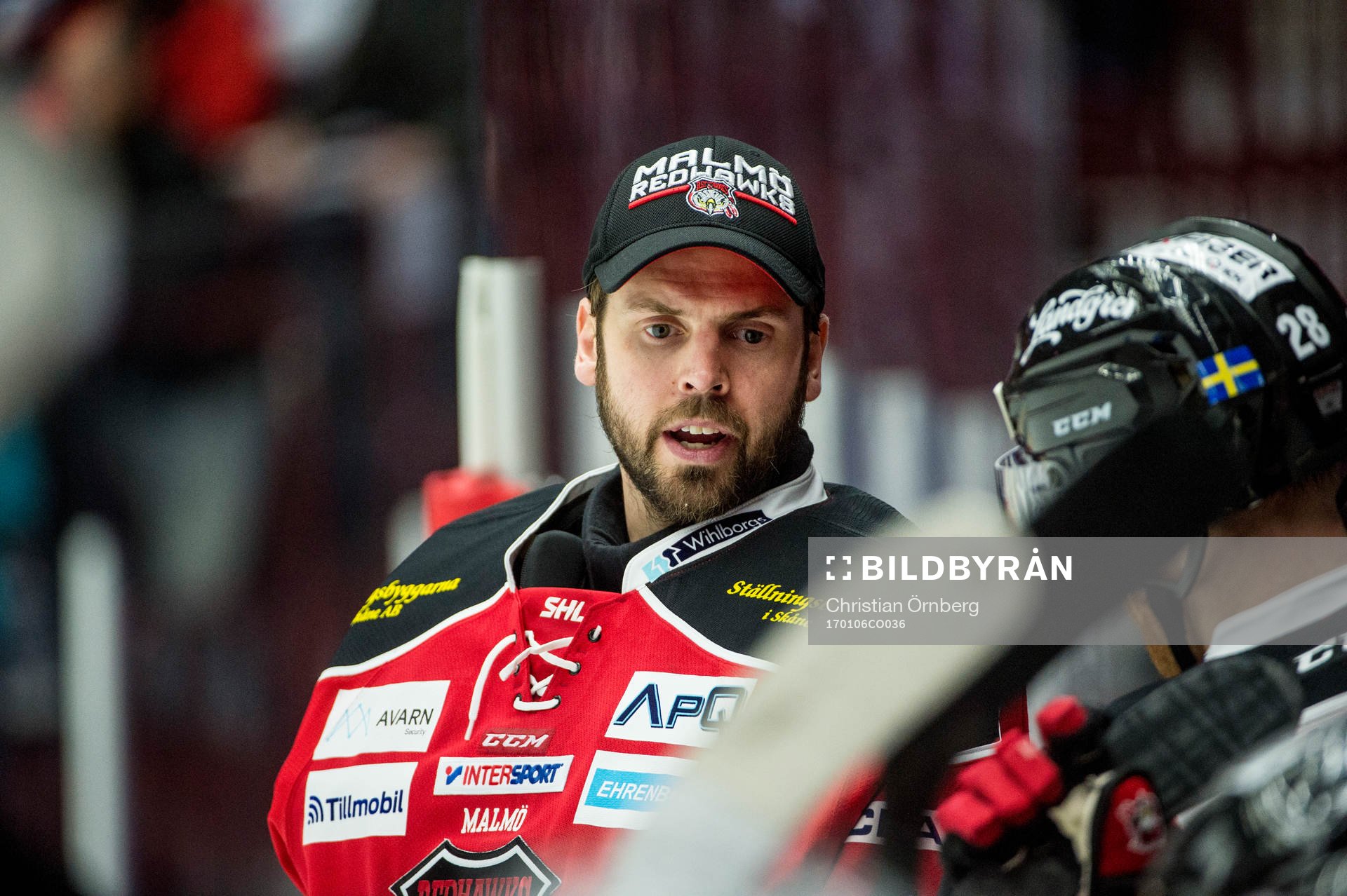 Malmö Redhawks målvakt Cristopher Nihlstorp i båset