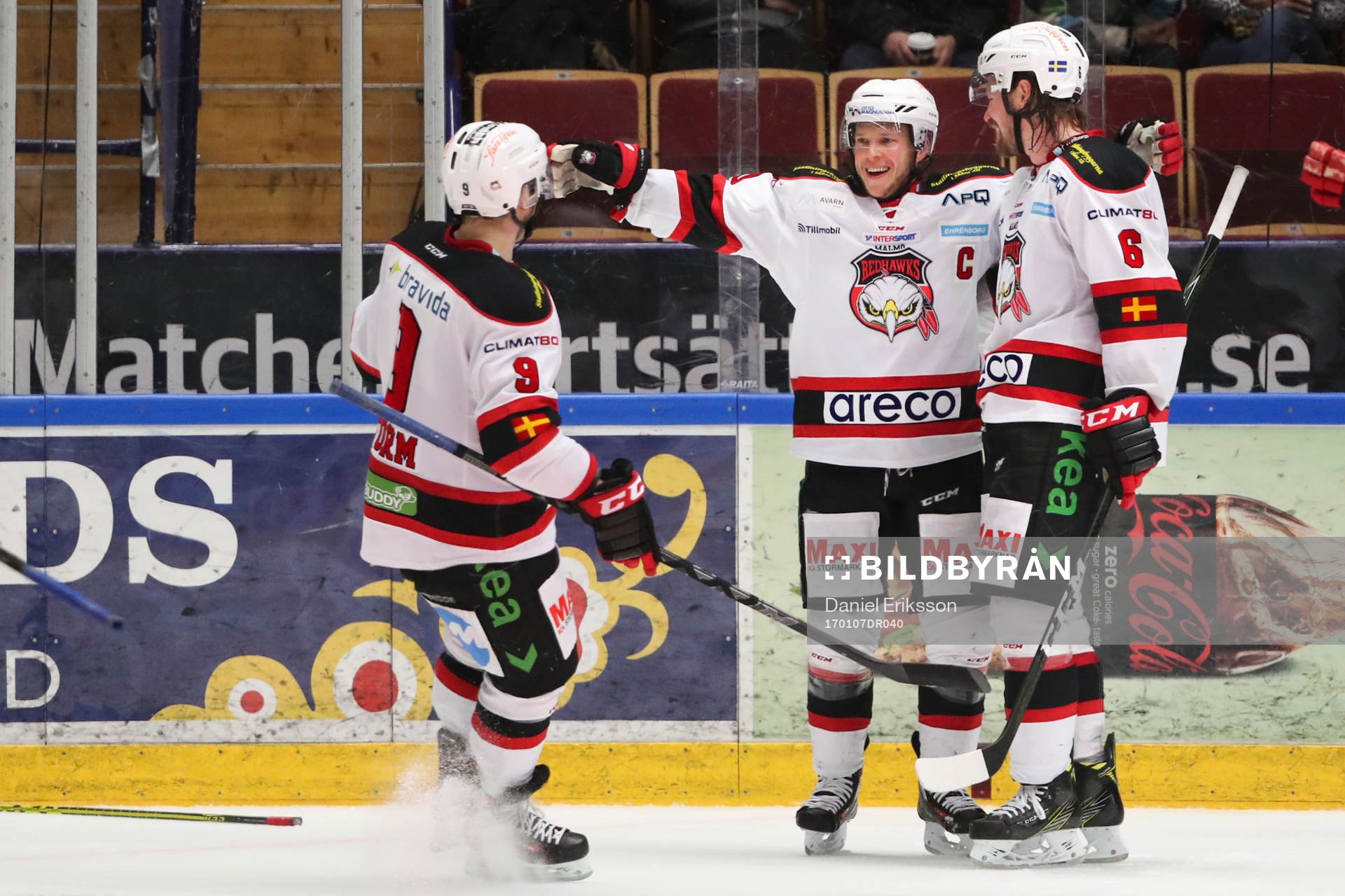 Malmö Redhawks Frederik Storm, Erik Forssell och Stefan