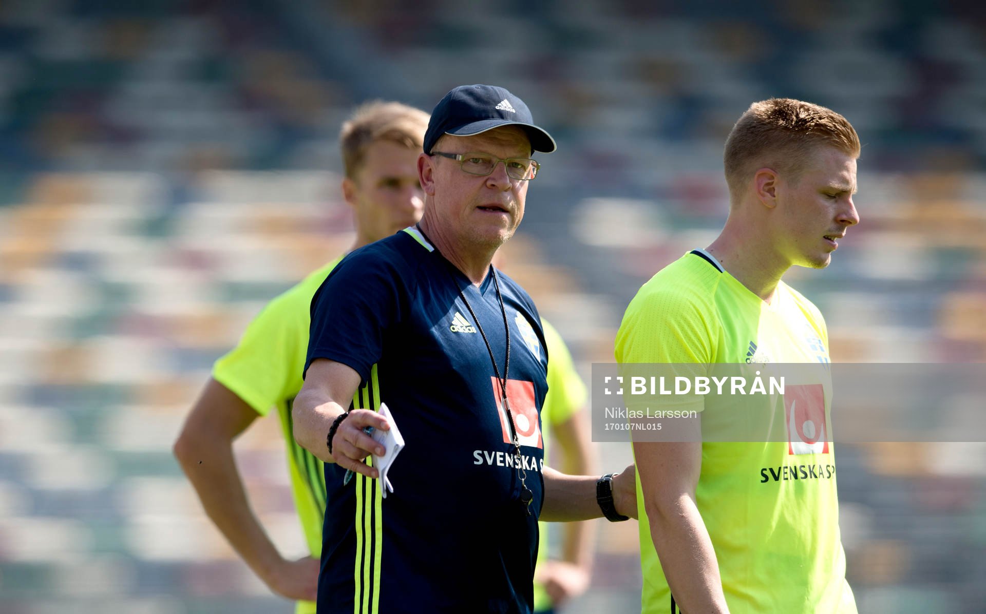 Sveriges förbundskapten Janne Andersson och Per Frick
