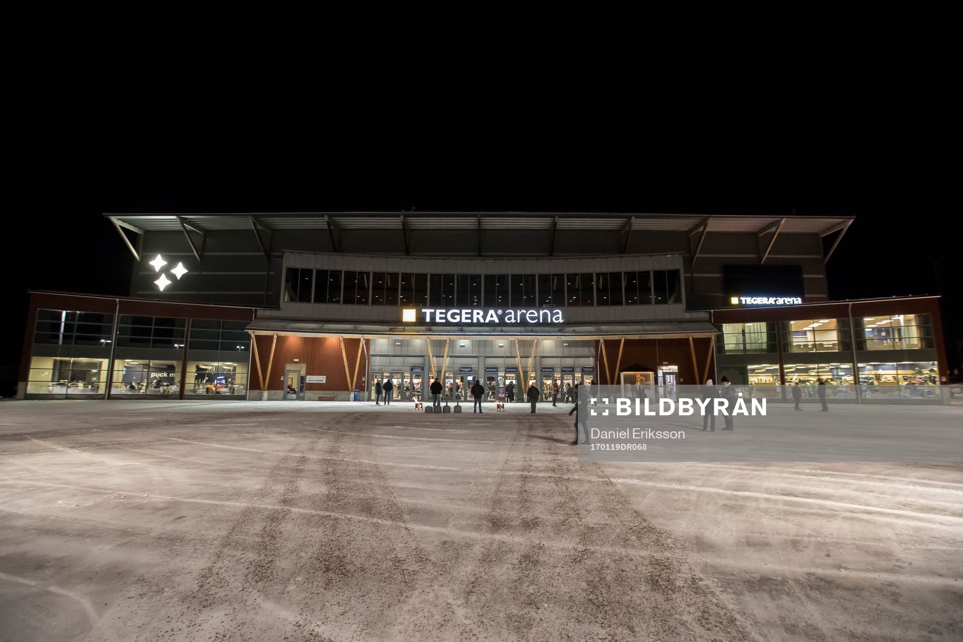 Tegera Arena exteriör innan ishockeymatchen i SHL mellan