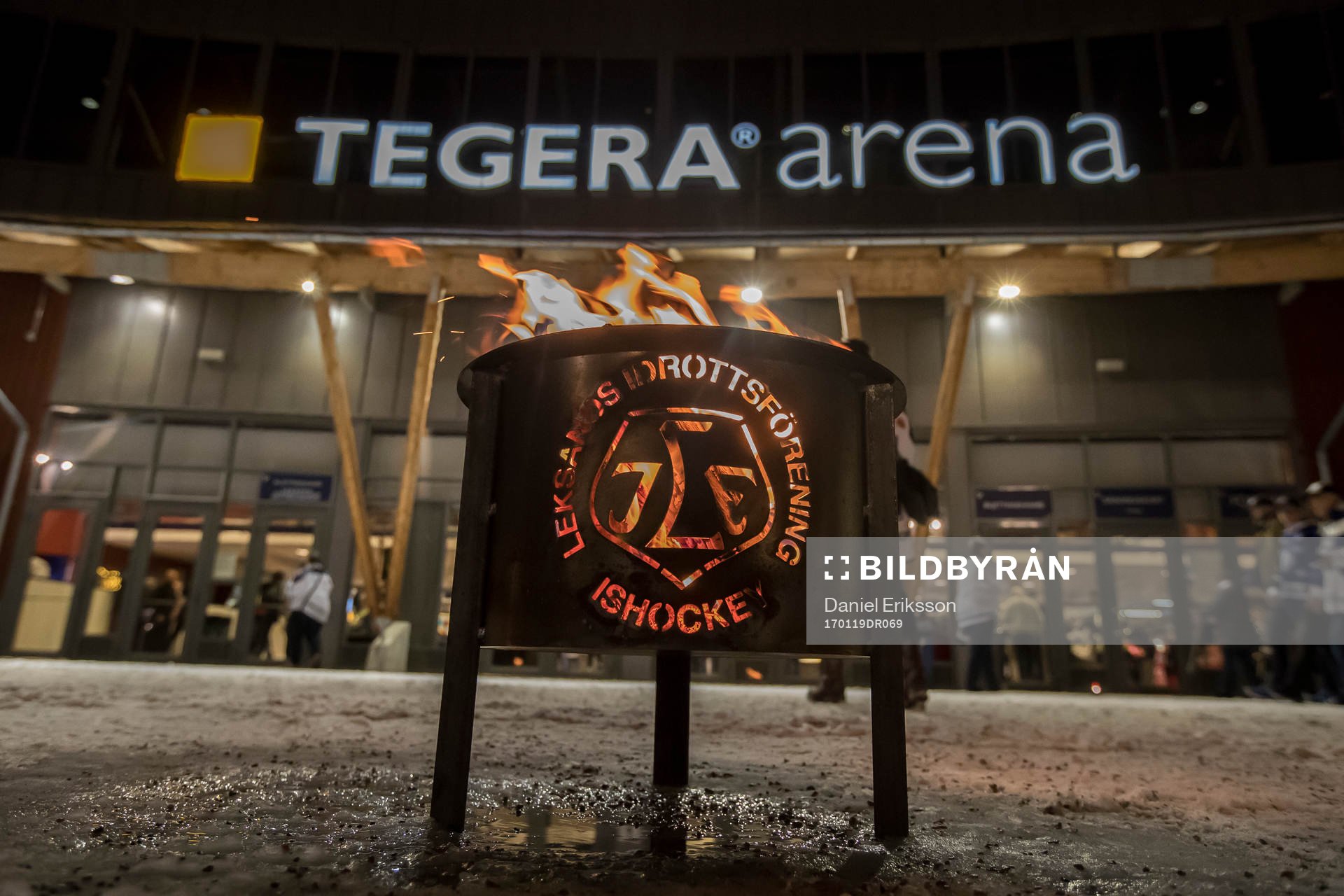 Tegera Arena exteriör innan ishockeymatchen i SHL mellan