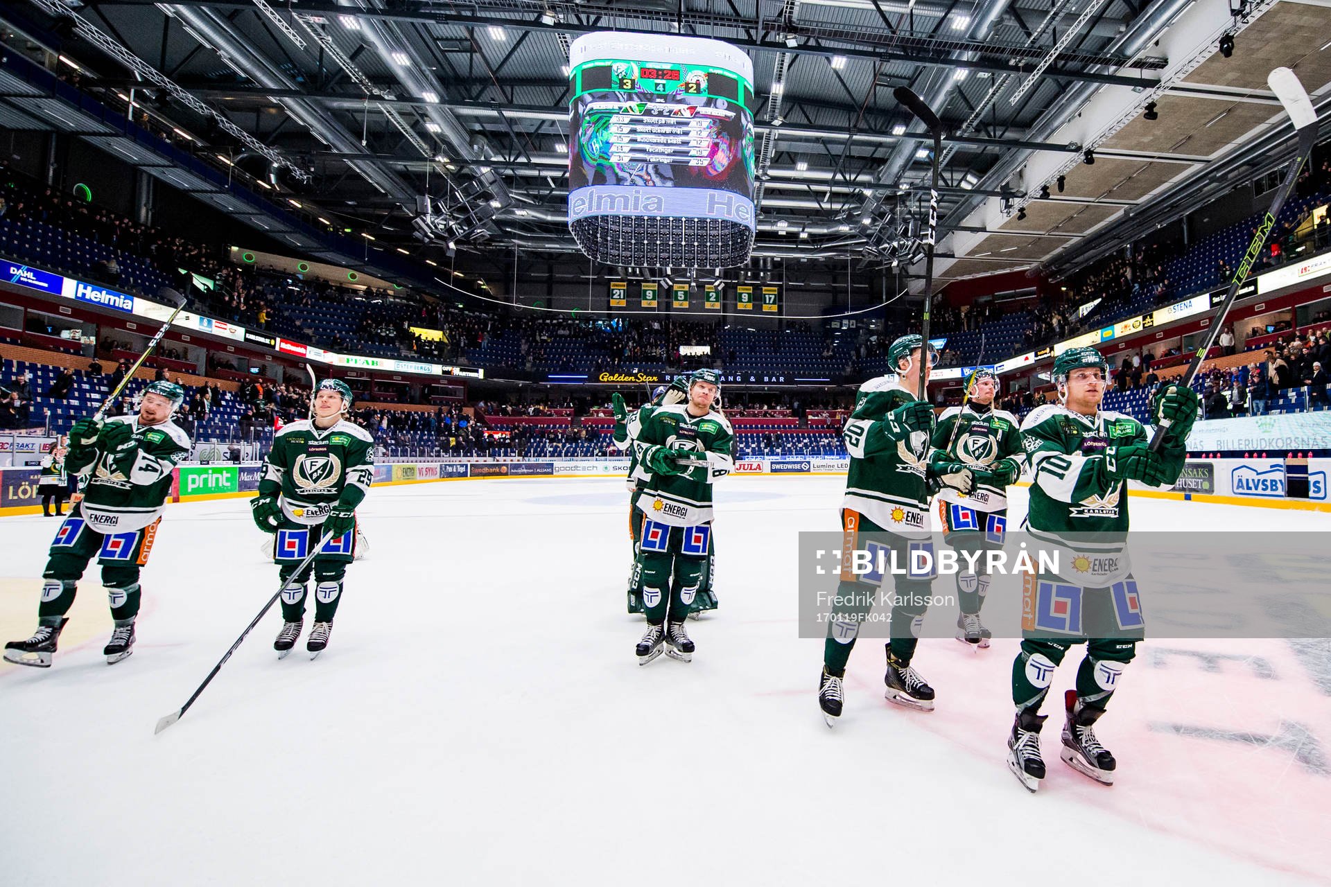 Färjestads spelare jublar