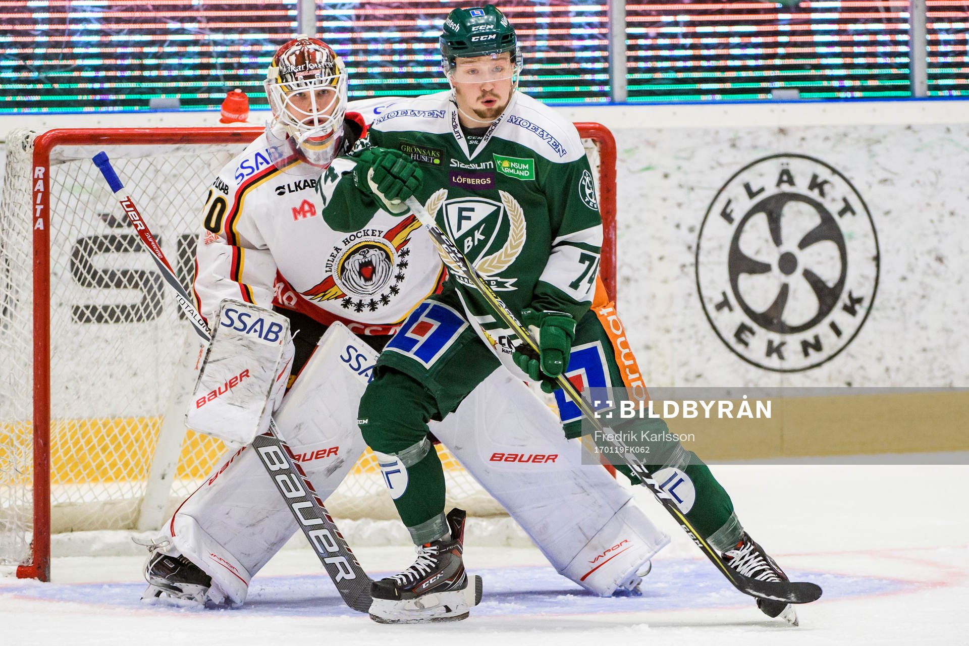 Luleås målvakt Filip Gustavsson och Färjestads Rasmus