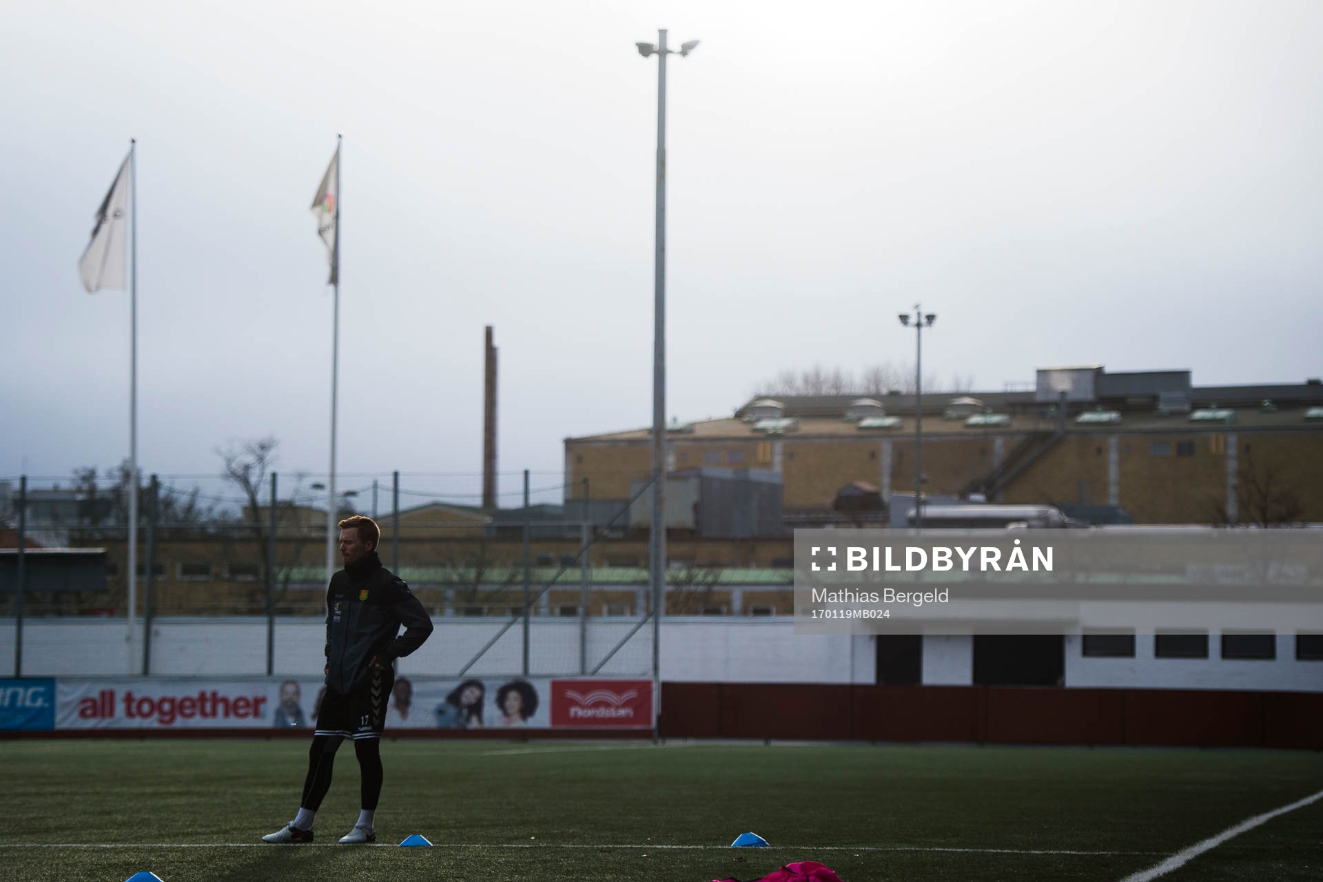 GAIS Dan Keat under en fotbollsträning med GAIS den 19 januari 2017 i Göteborg.