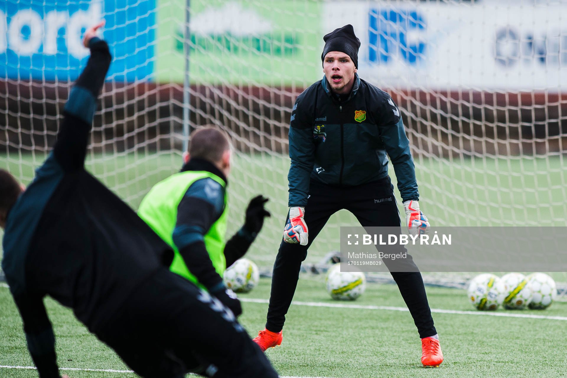 GAIS målvakt Tobias Johansson under en fotbollsträning med GAIS den 19 januari 2017 i Göteborg.