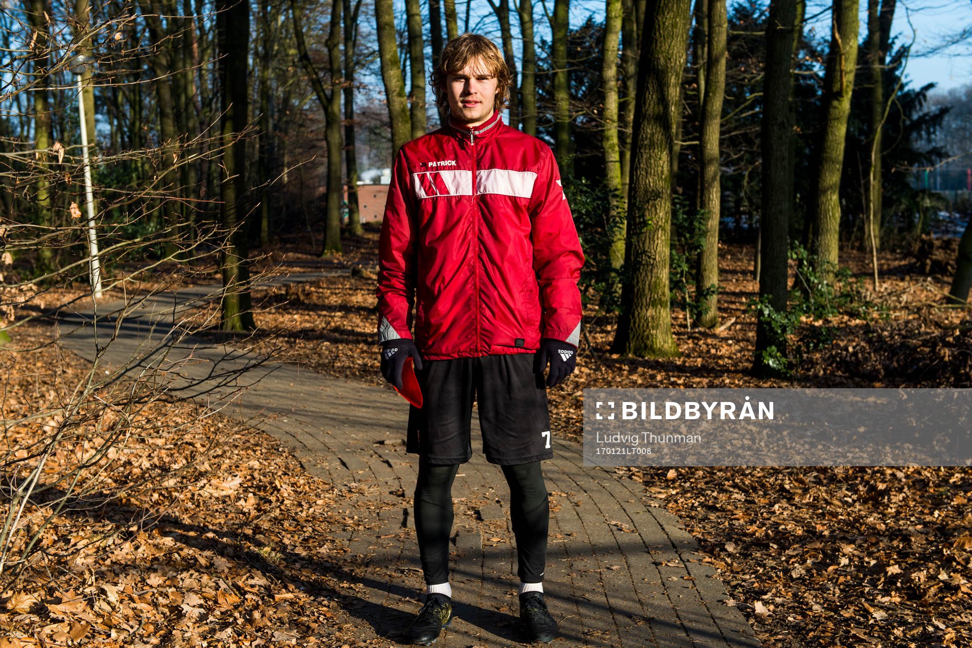 Nijmegens Sam Lundholm poserar för ett porträtt efter en fotbollsträningen den 21 januari 2017 i Nijmegen.