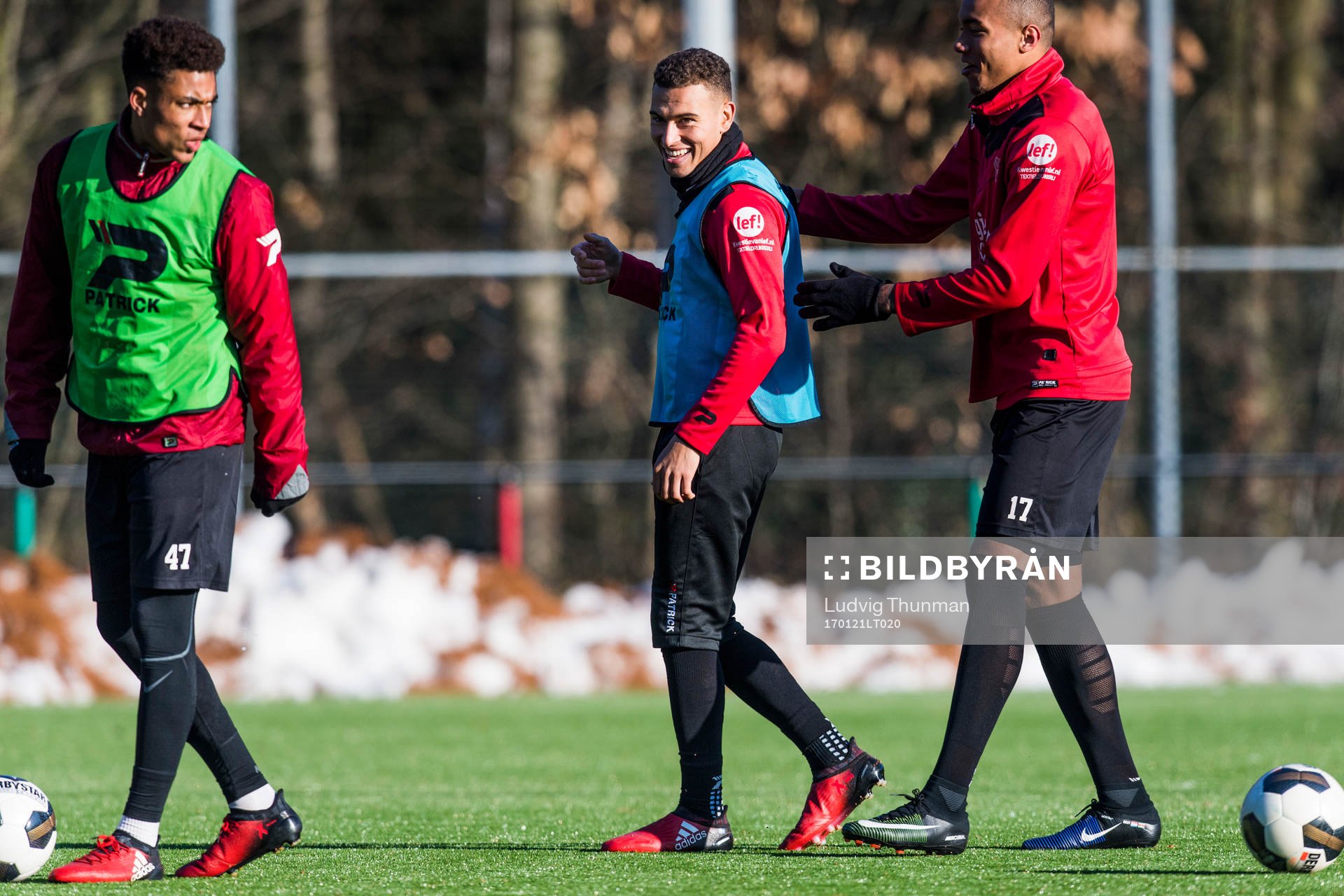 Nijmegens Jordan Larsson under en fotbollsträning den 21 januari 2017 i Nijmegen.