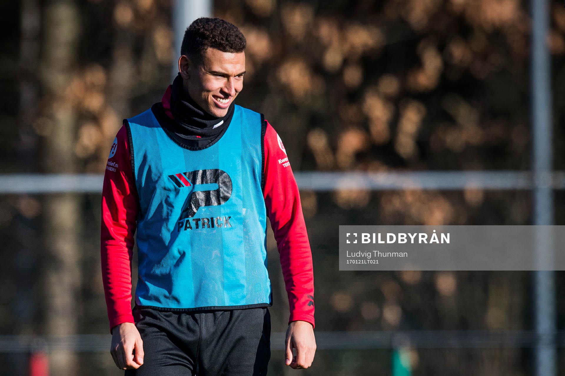 Nijmegens Jordan Larsson under en fotbollsträning den 21 januari 2017 i Nijmegen.